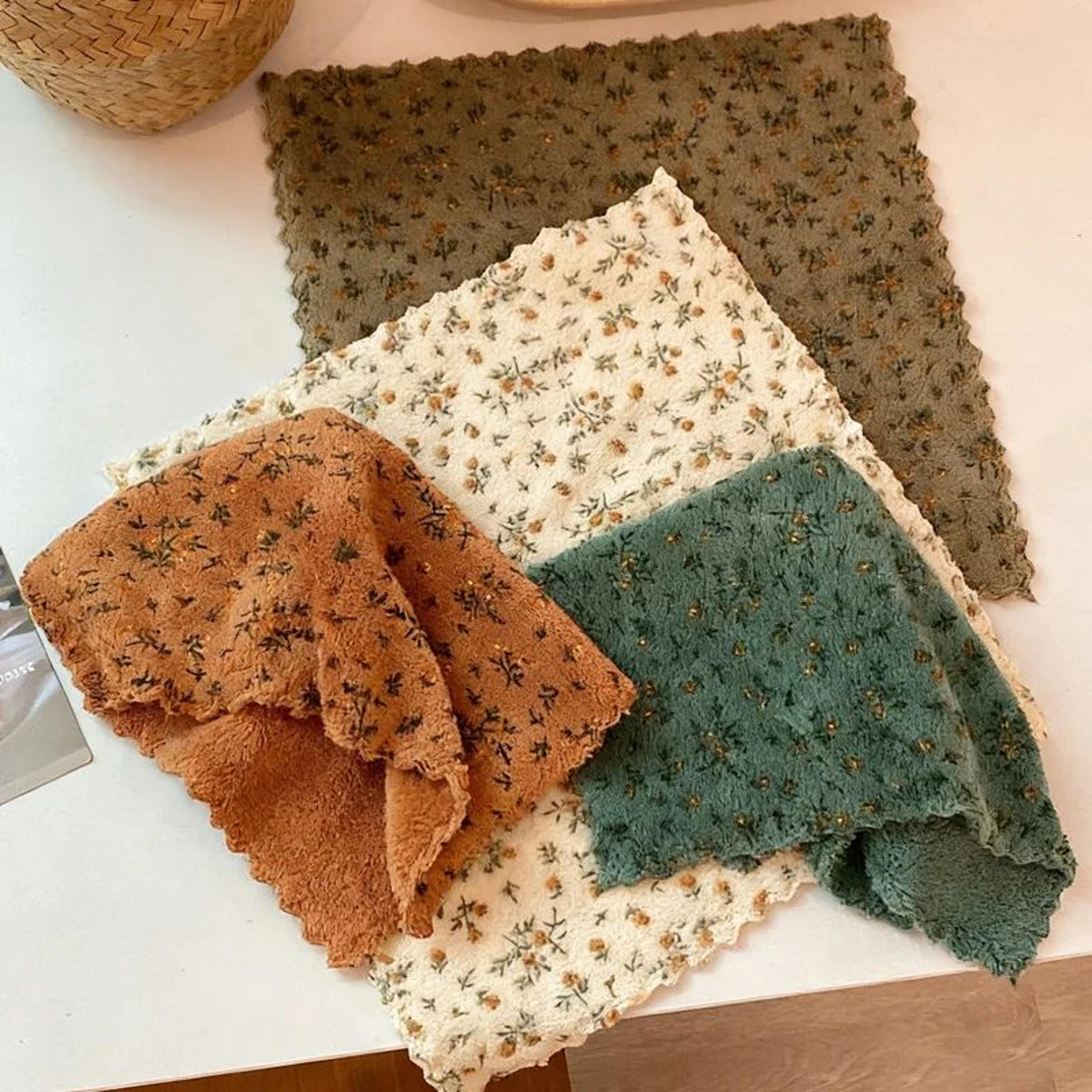 4PCS Floral QuickDry Reusable Kitchen Cleaning Cloths 4
