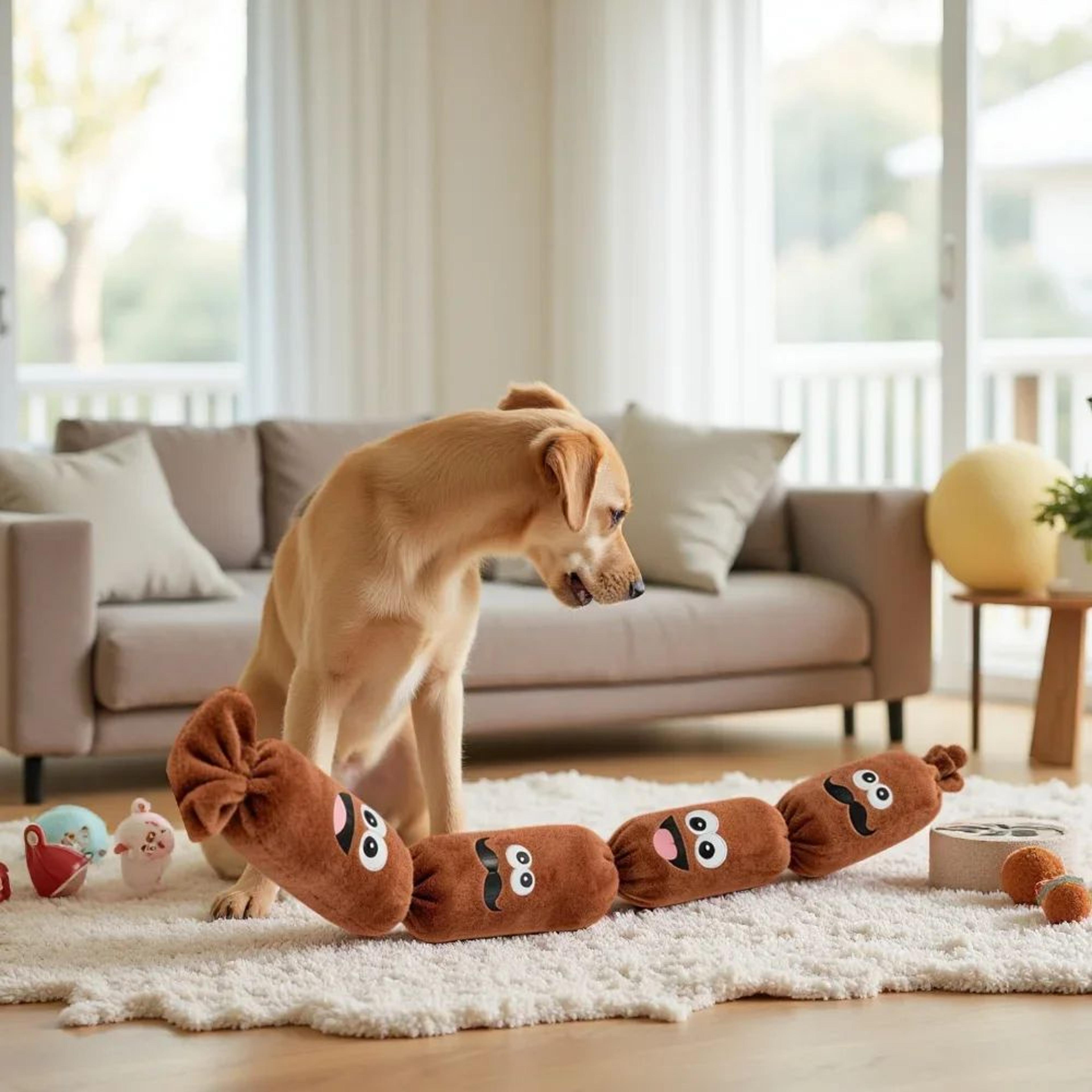 Squeaky Sausage Plush Dog Chew Toy For Interactive Play And Teeth Cleaning 3