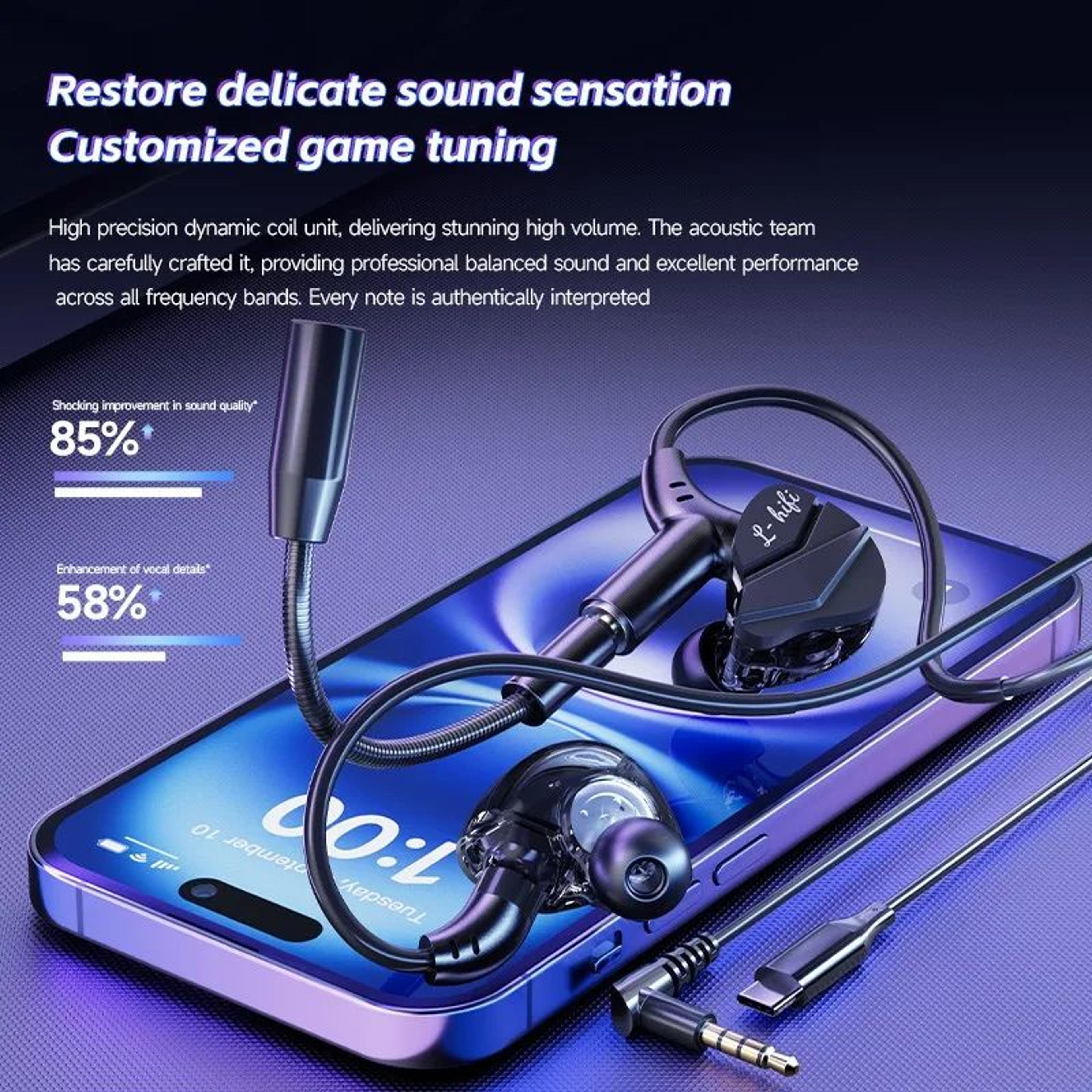 71 Surround Sound Wired Gaming Earbuds With Dual Mic 4