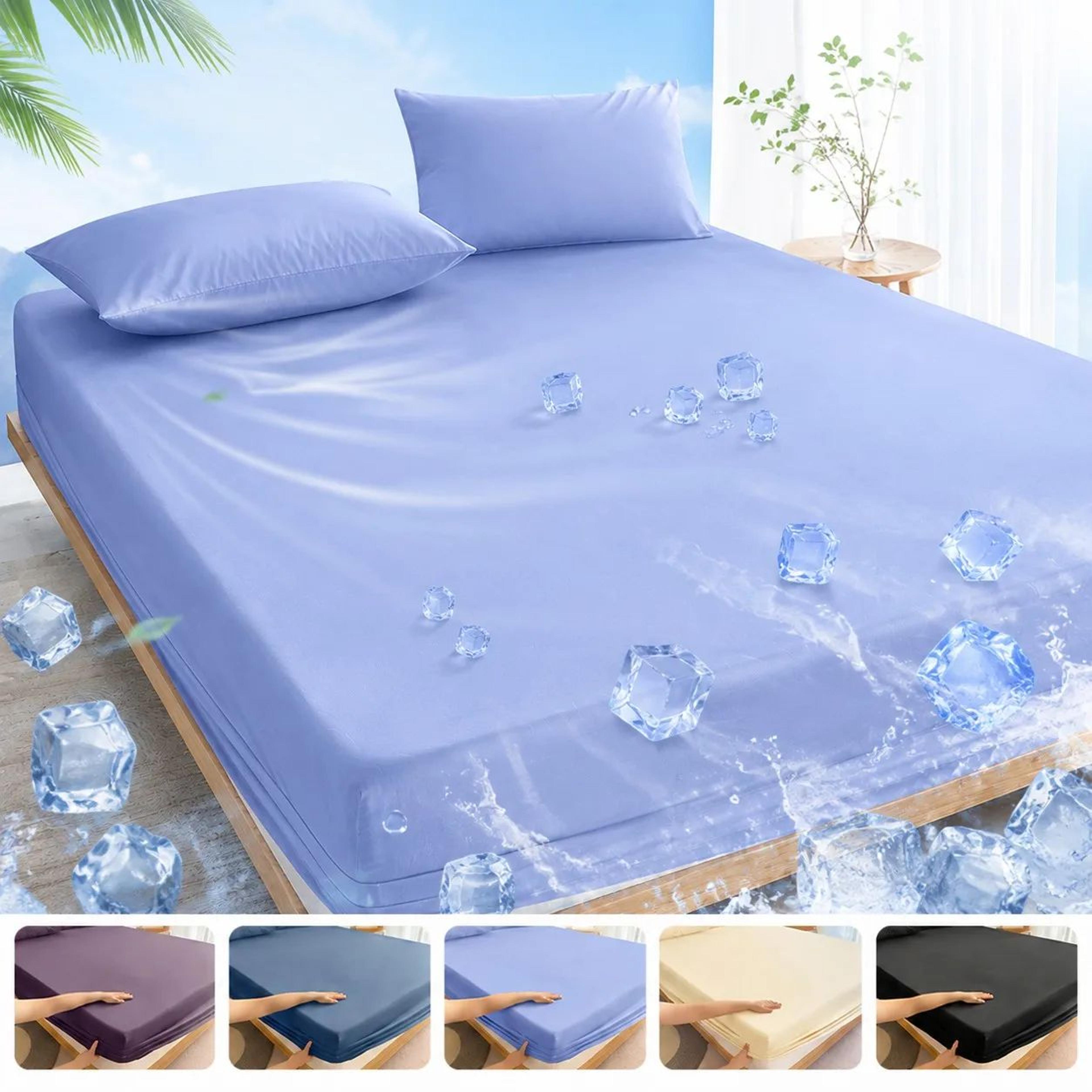 summer cooling mattress protector fitted sheet with non-slip elastic fit