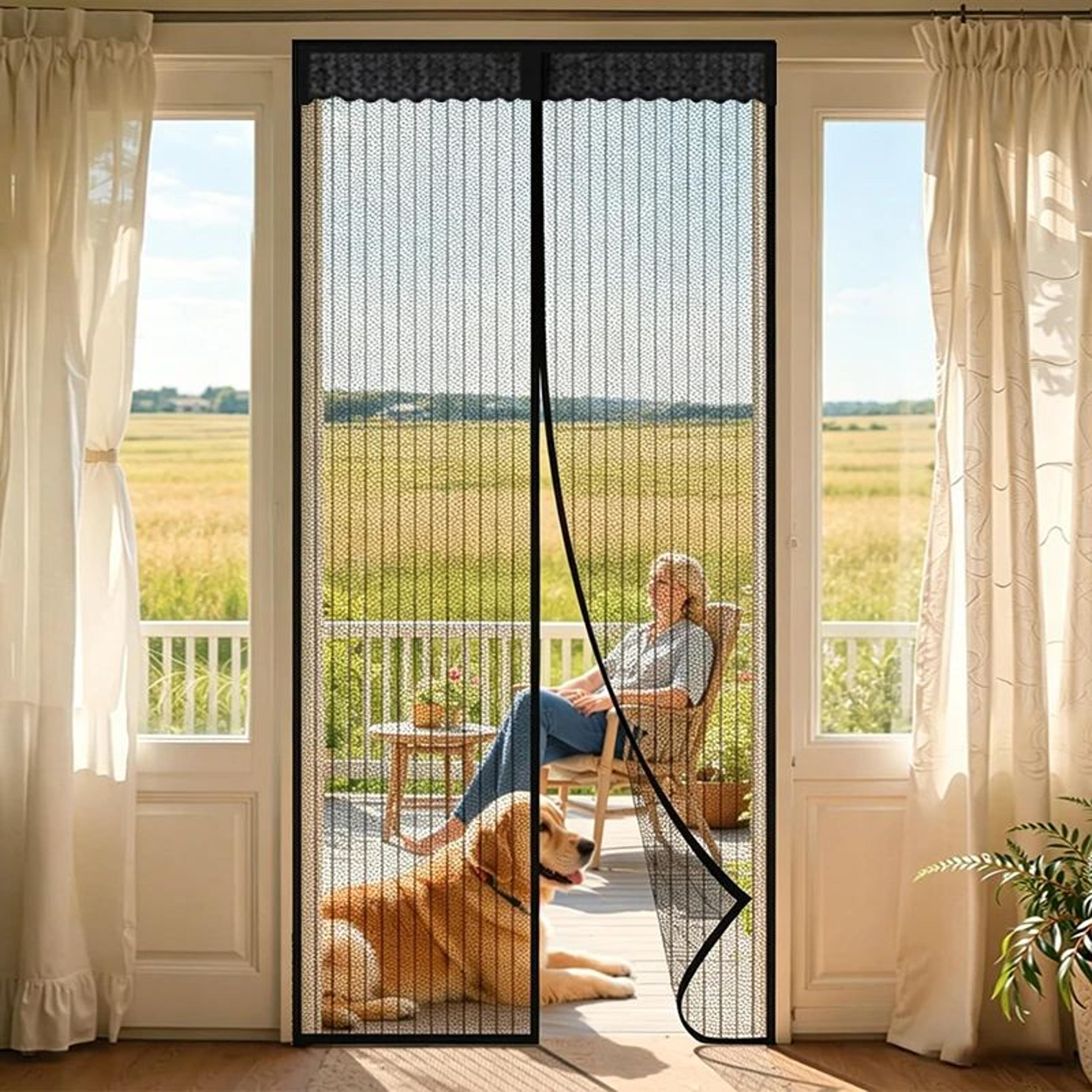 ice silk striped magnetic mosquito screen door curtain