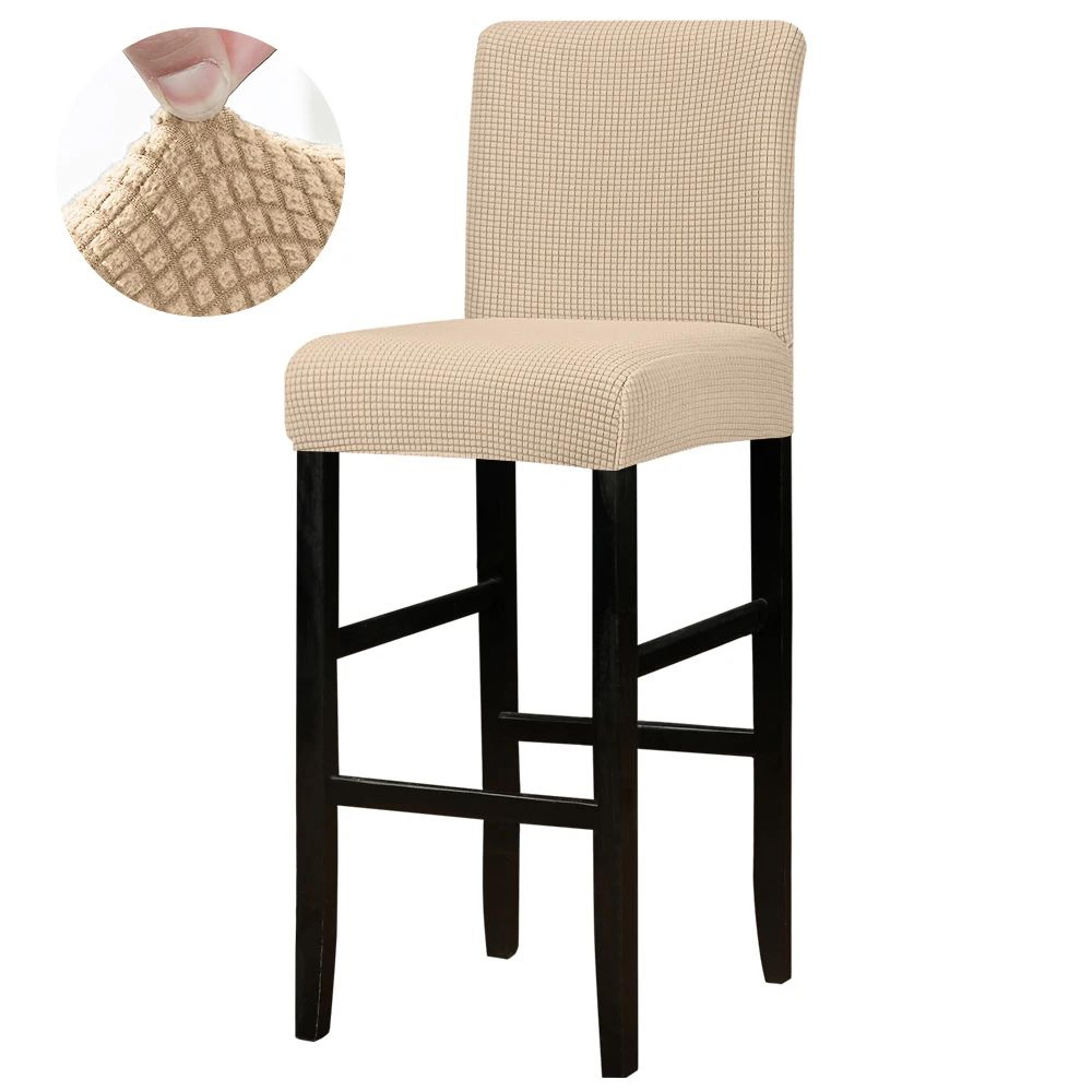 Jacquard Stretch Bar Stool Chair Cover Washable Short Back Slipcover 9
