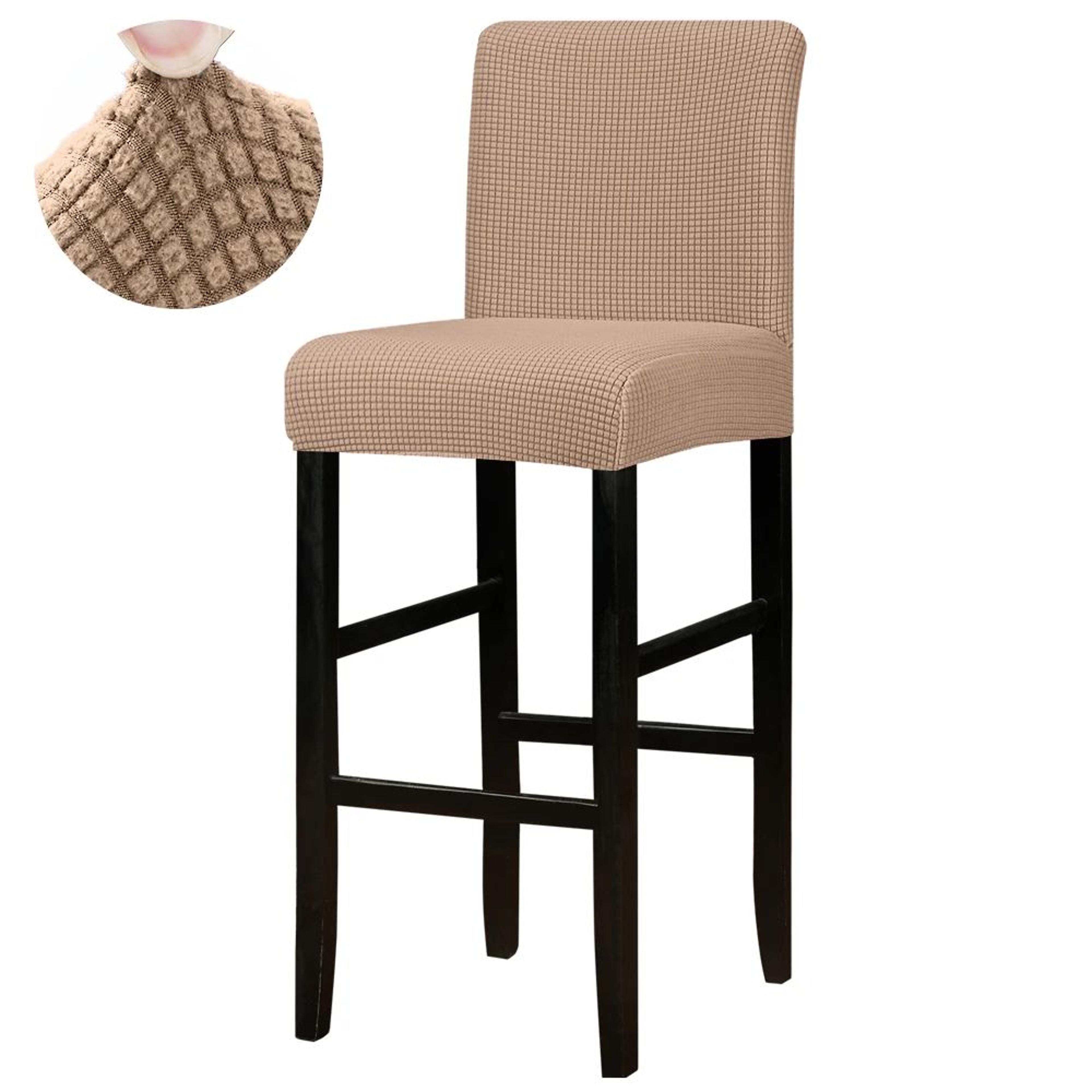 Jacquard Stretch Bar Stool Chair Cover Washable Short Back Slipcover 8