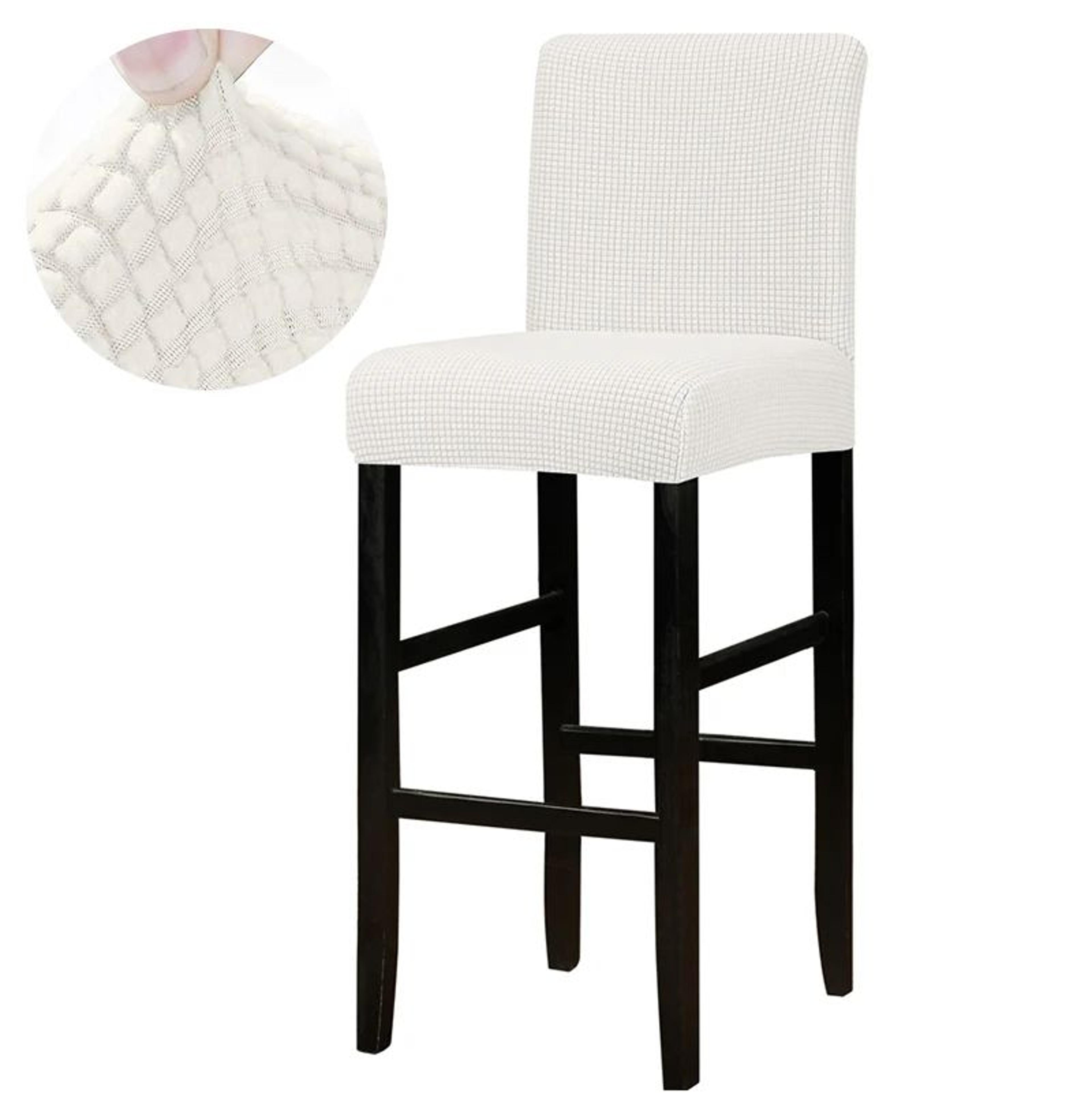 Jacquard Stretch Bar Stool Chair Cover Washable Short Back Slipcover 15