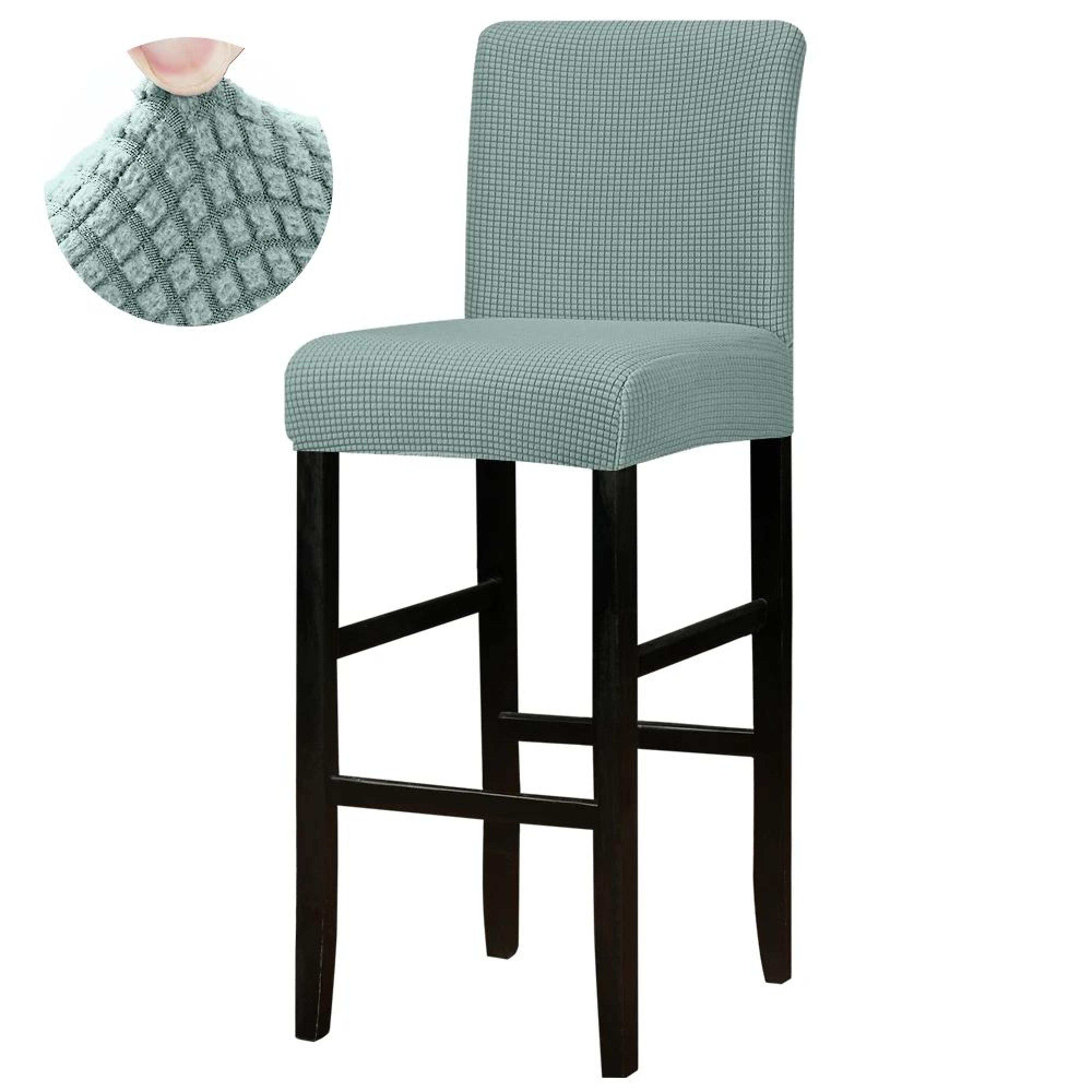 Jacquard Stretch Bar Stool Chair Cover Washable Short Back Slipcover 13
