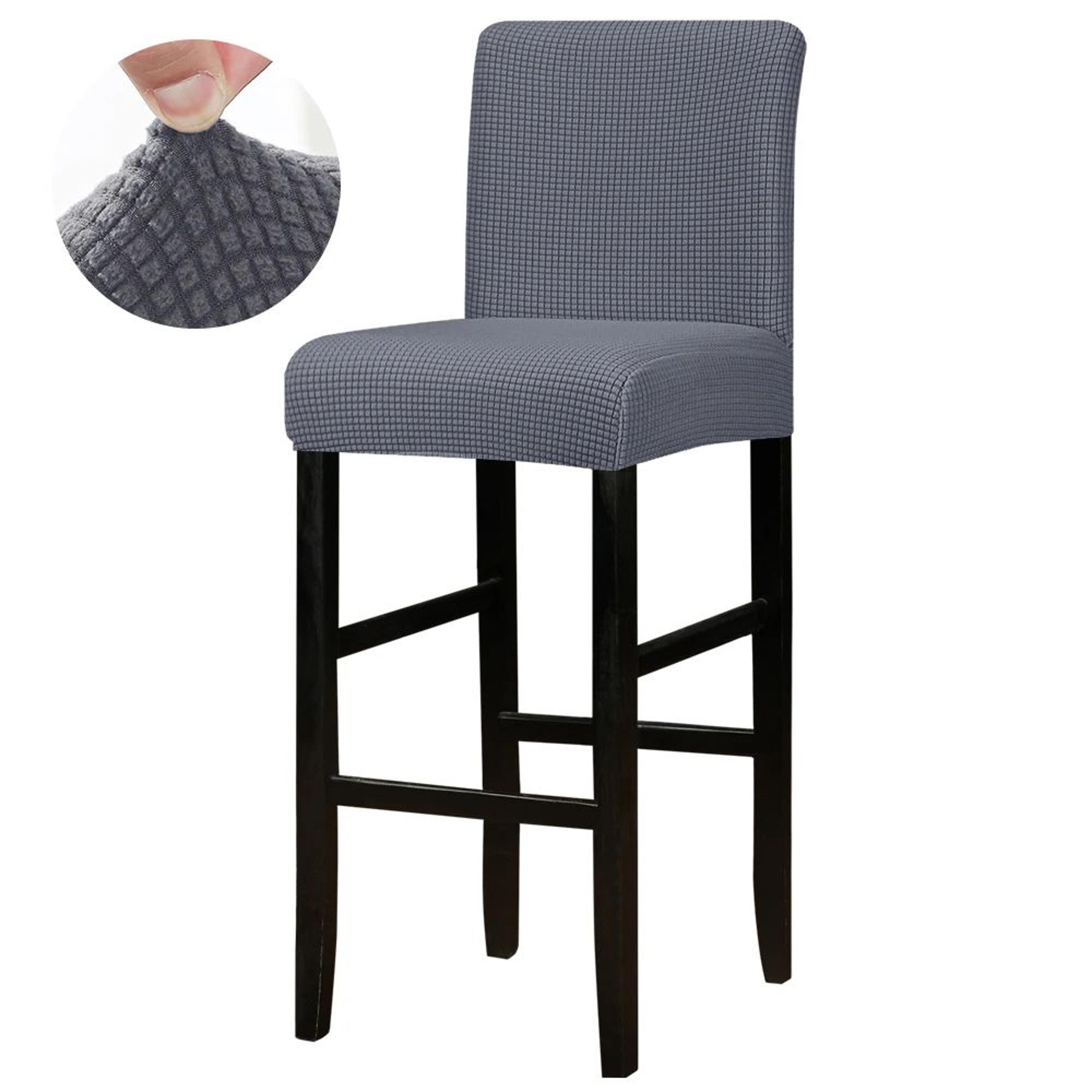 Jacquard Stretch Bar Stool Chair Cover Washable Short Back Slipcover 14
