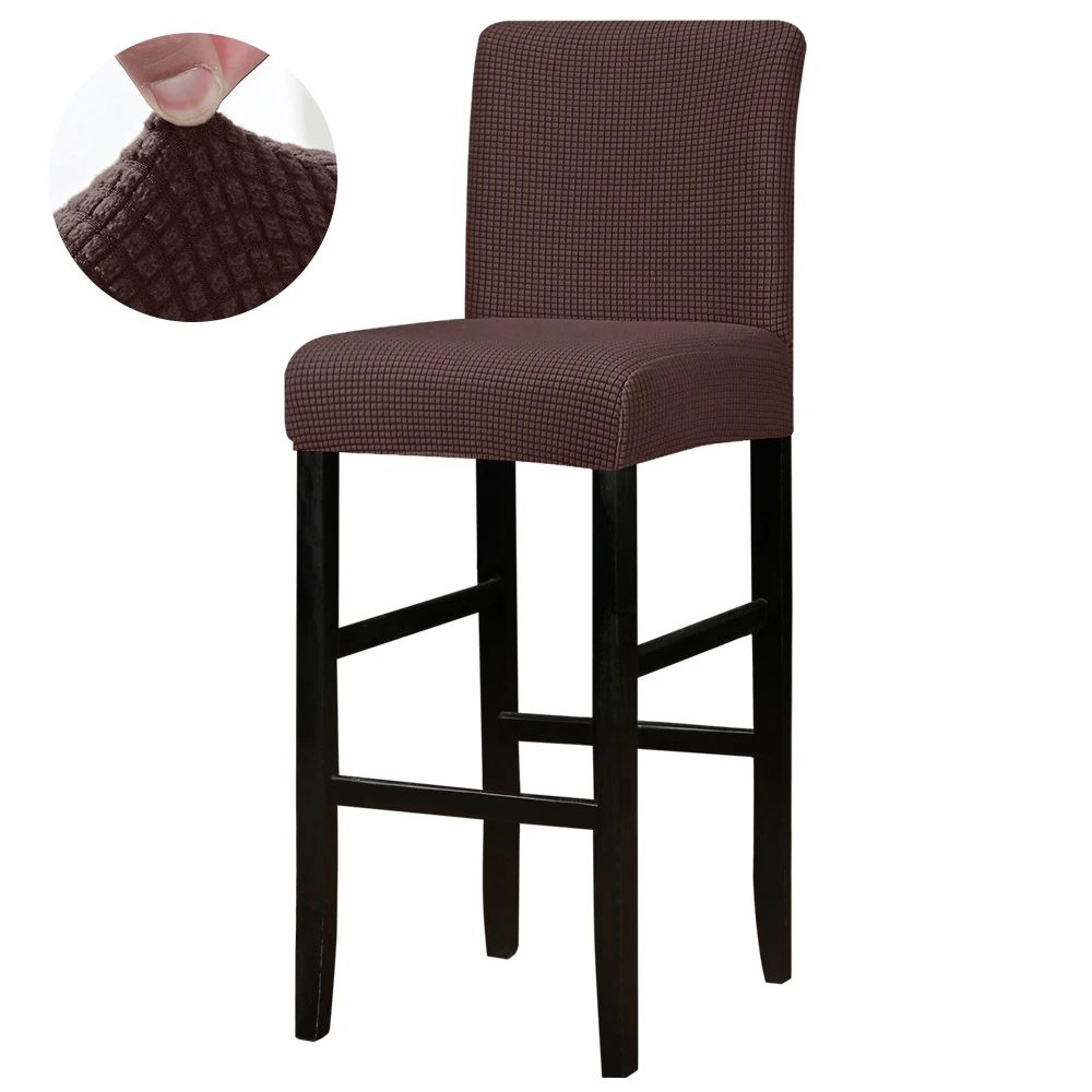 Jacquard Stretch Bar Stool Chair Cover Washable Short Back Slipcover 12
