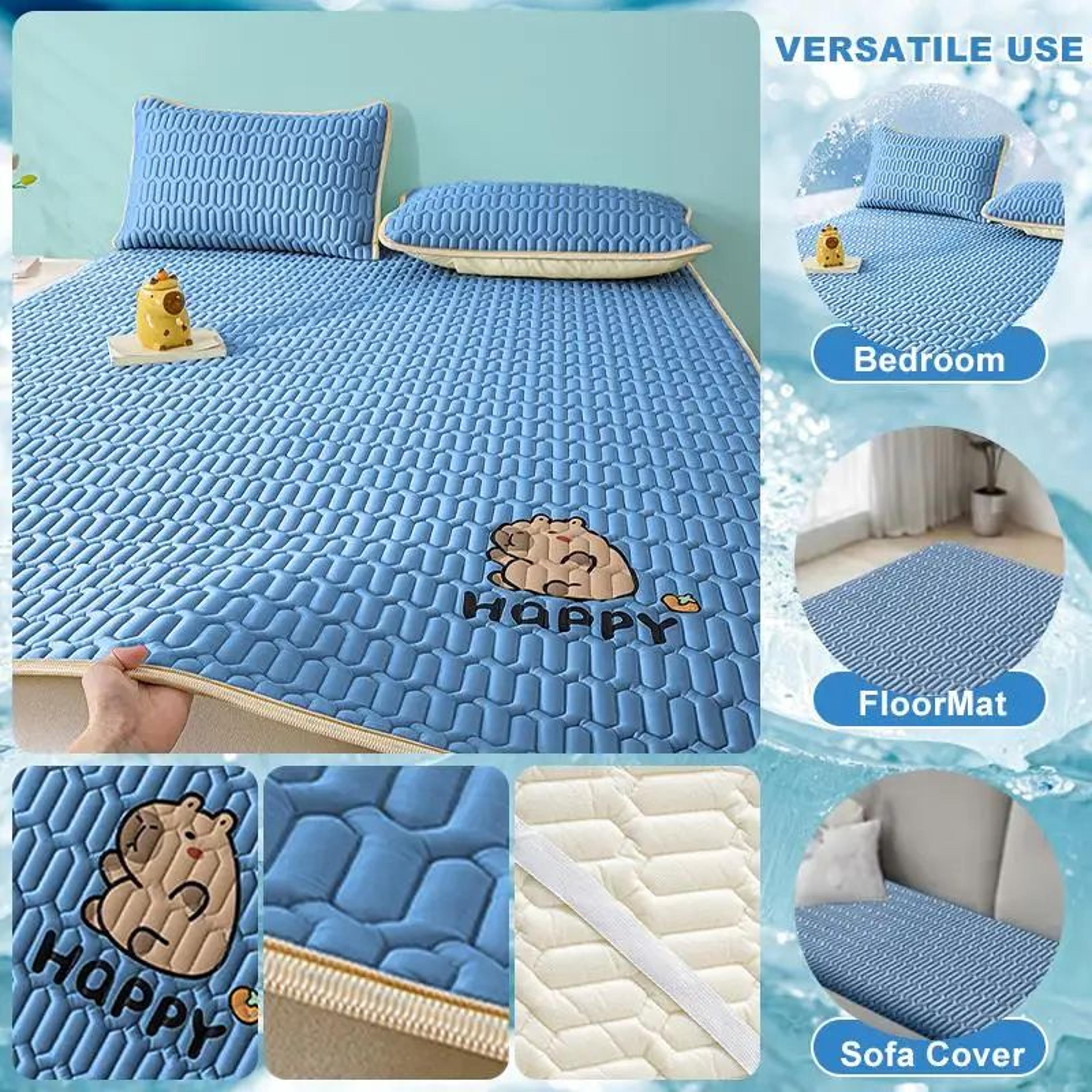 Ice Fabric Cooling Sleeping Mat Breathable Jacquard Summer Bed Pad 3