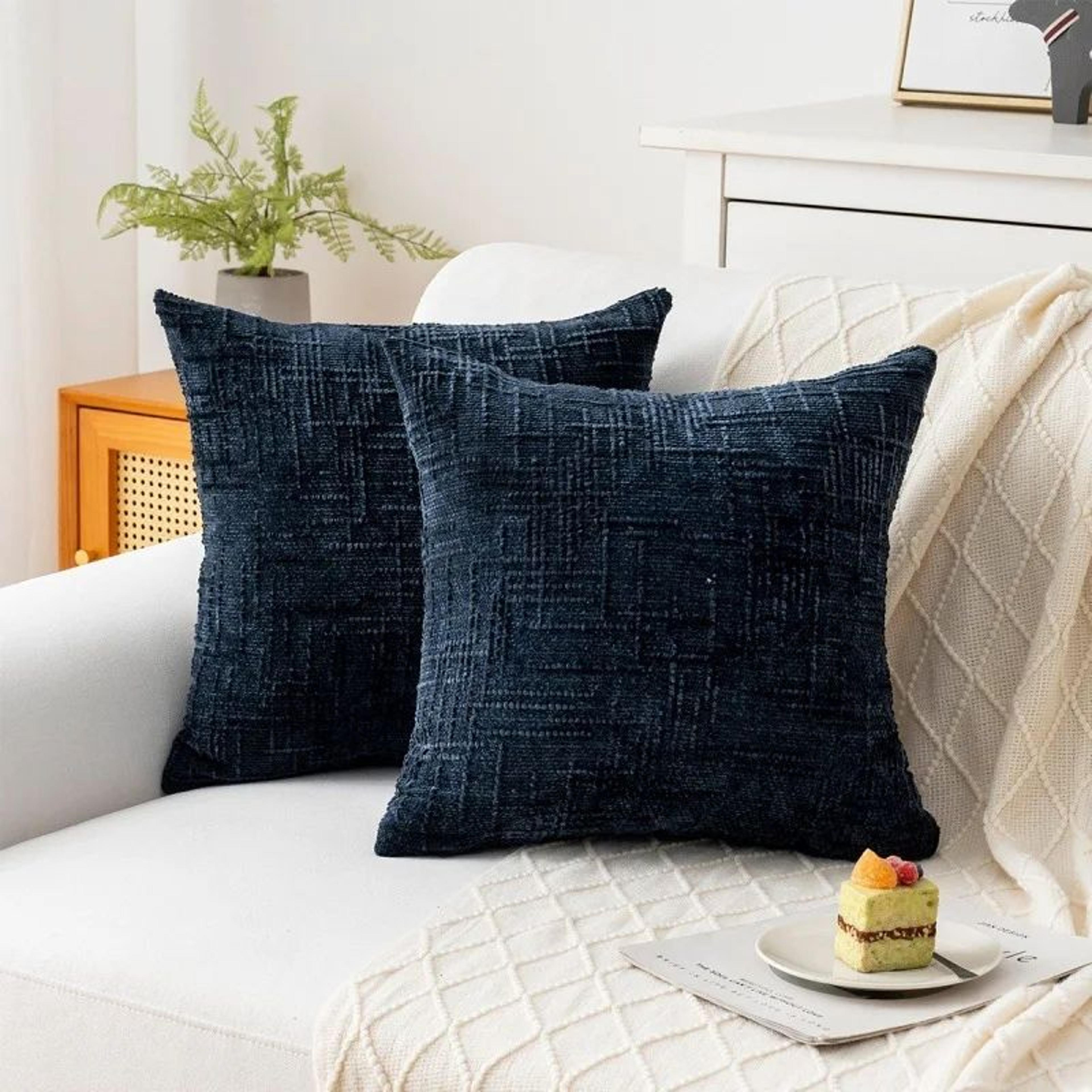 Textured Chenille Plaid Throw Pillow Cover For Sofa Bed And Living Room Decor 11