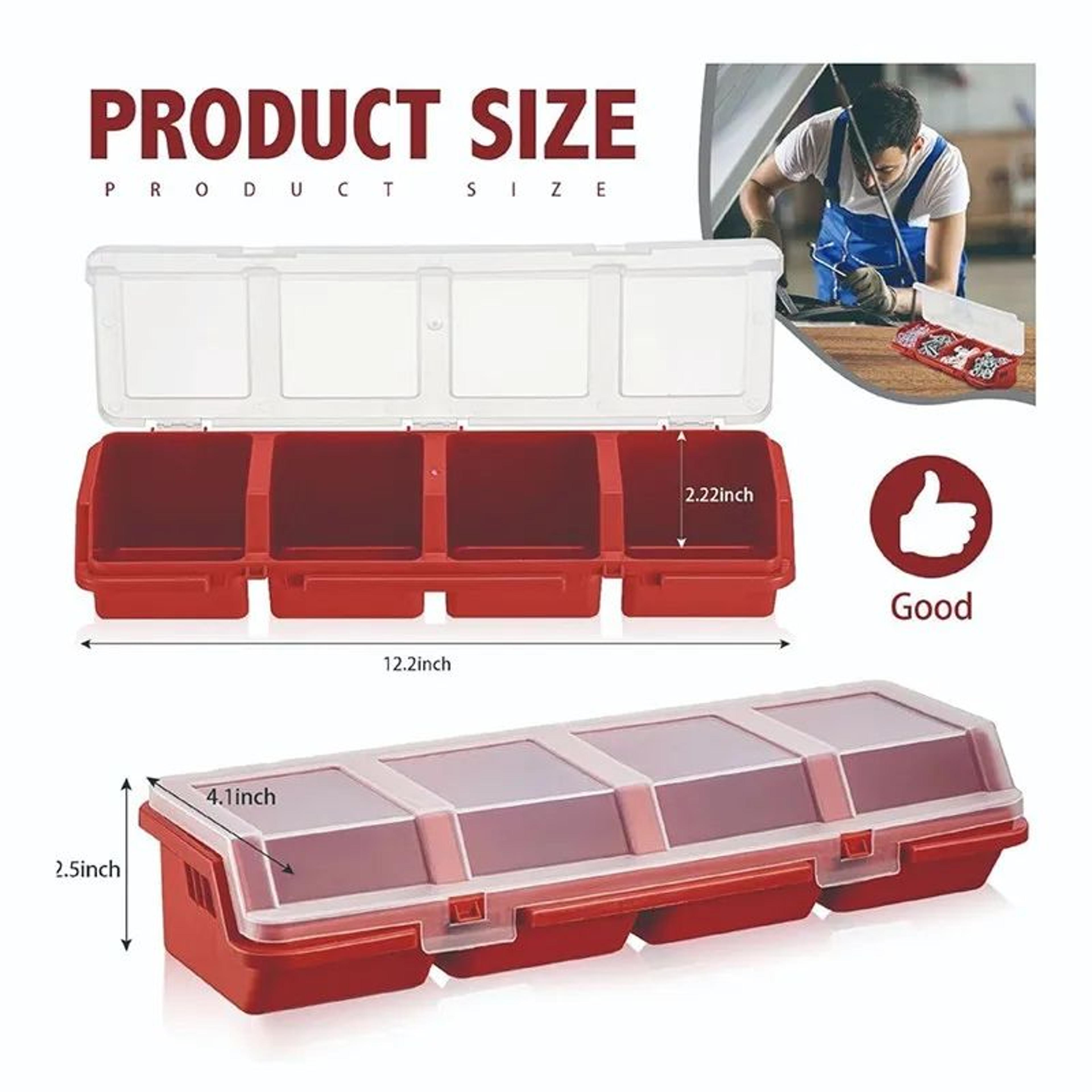 4Compartment Parts Storage Box With Lid Screw And Hardware Organizer 1