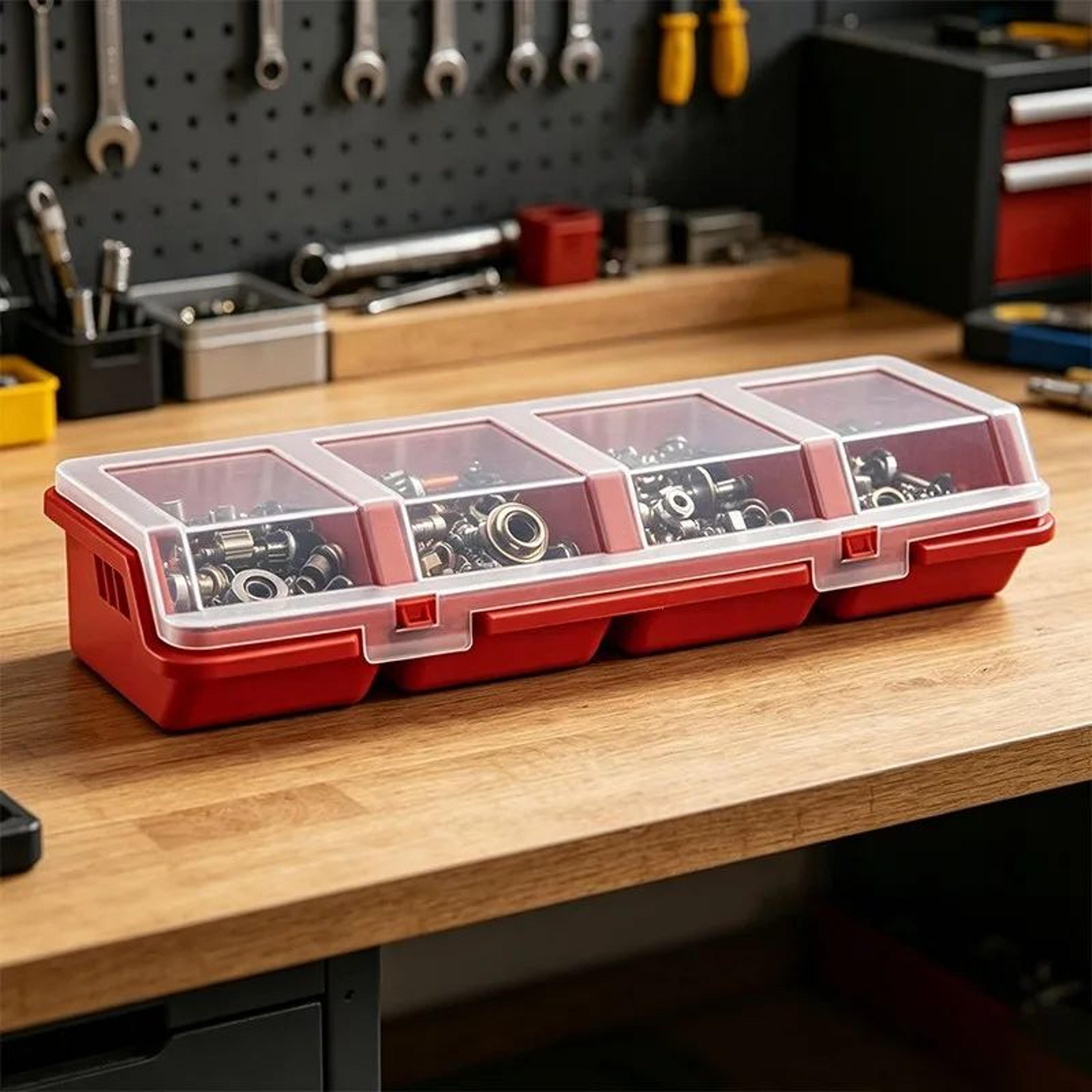 4Compartment Parts Storage Box With Lid Screw And Hardware Organizer 4