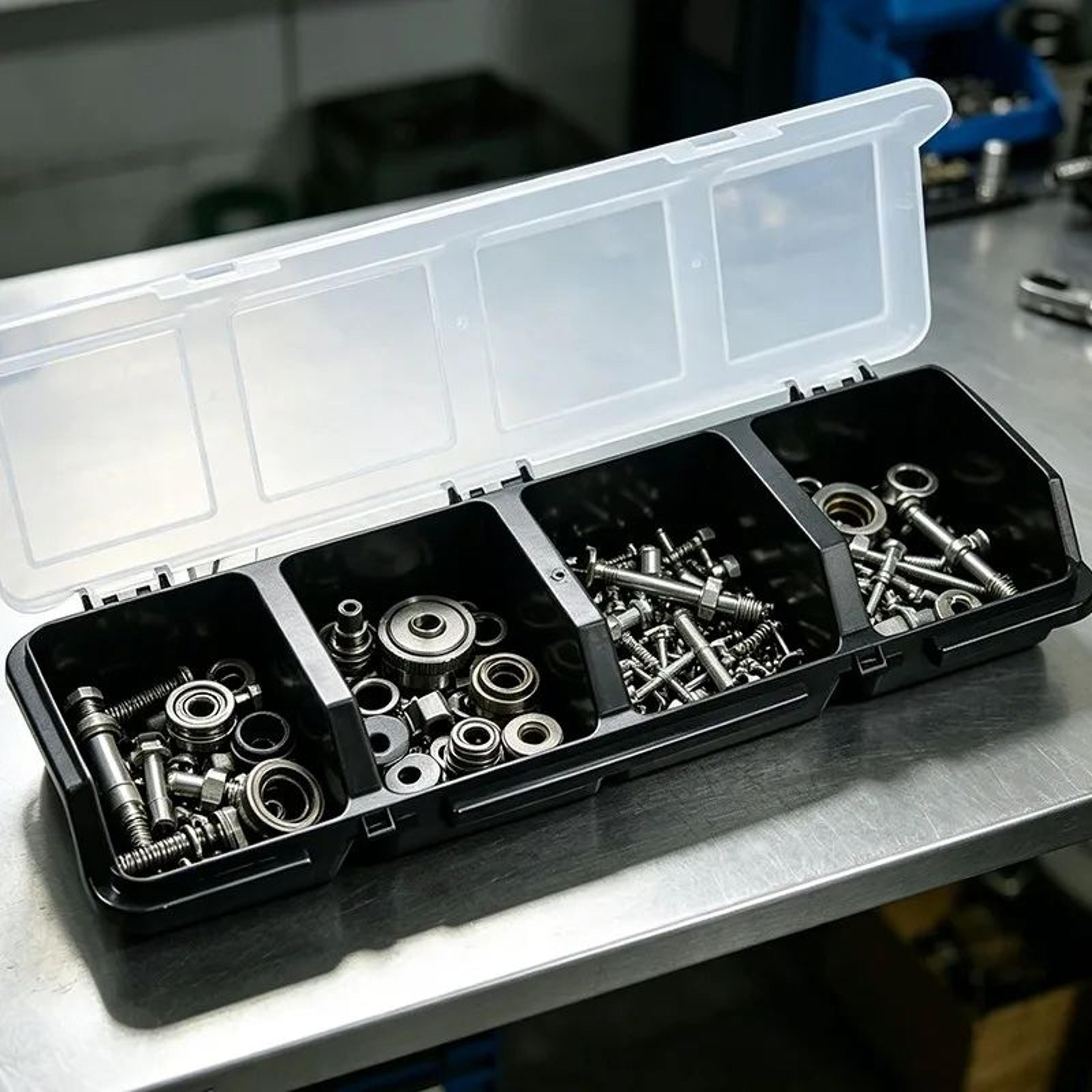 4Compartment Parts Storage Box With Lid Screw And Hardware Organizer 5