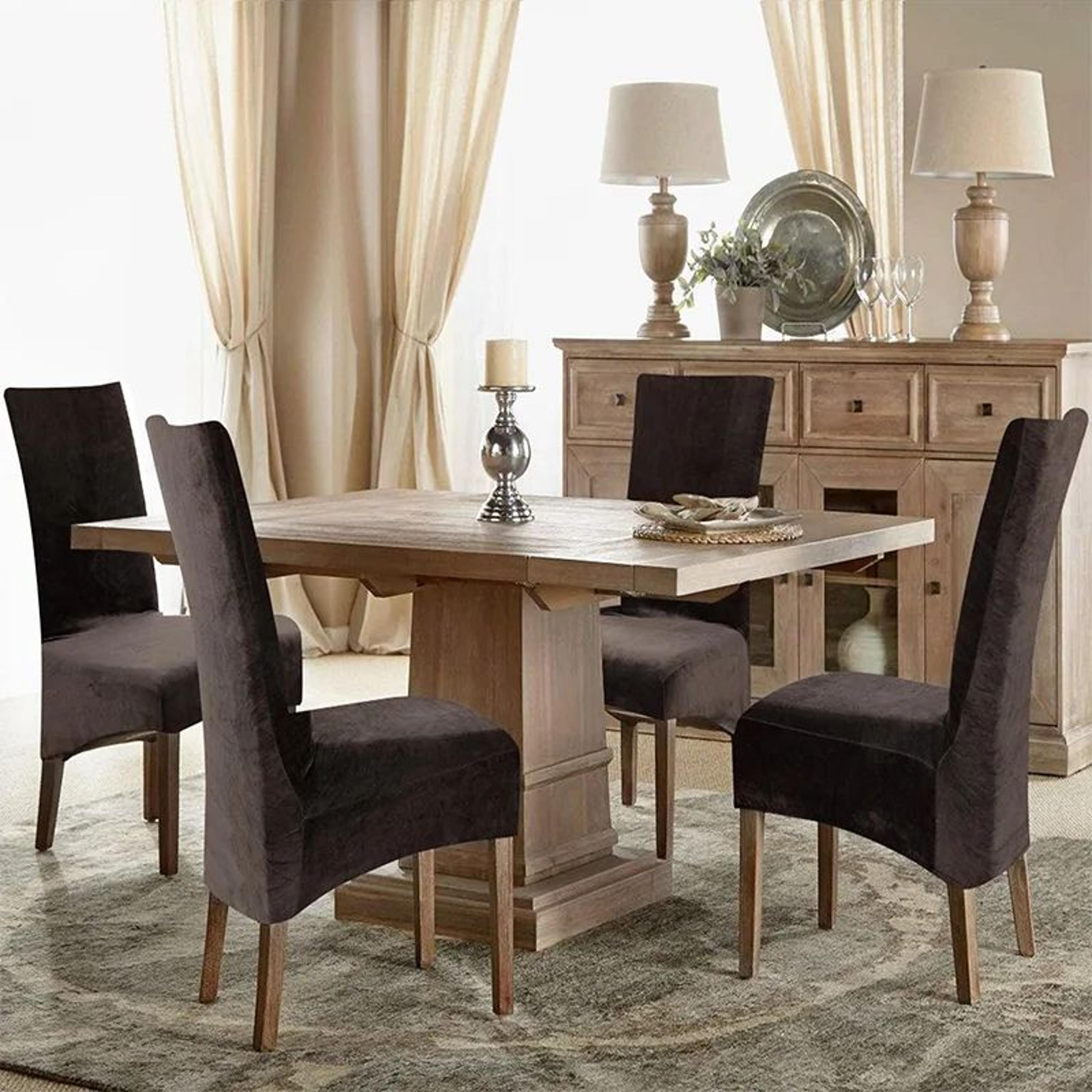 Large Velvet Stretch Dining Chair Cover For High Back Chairs 4