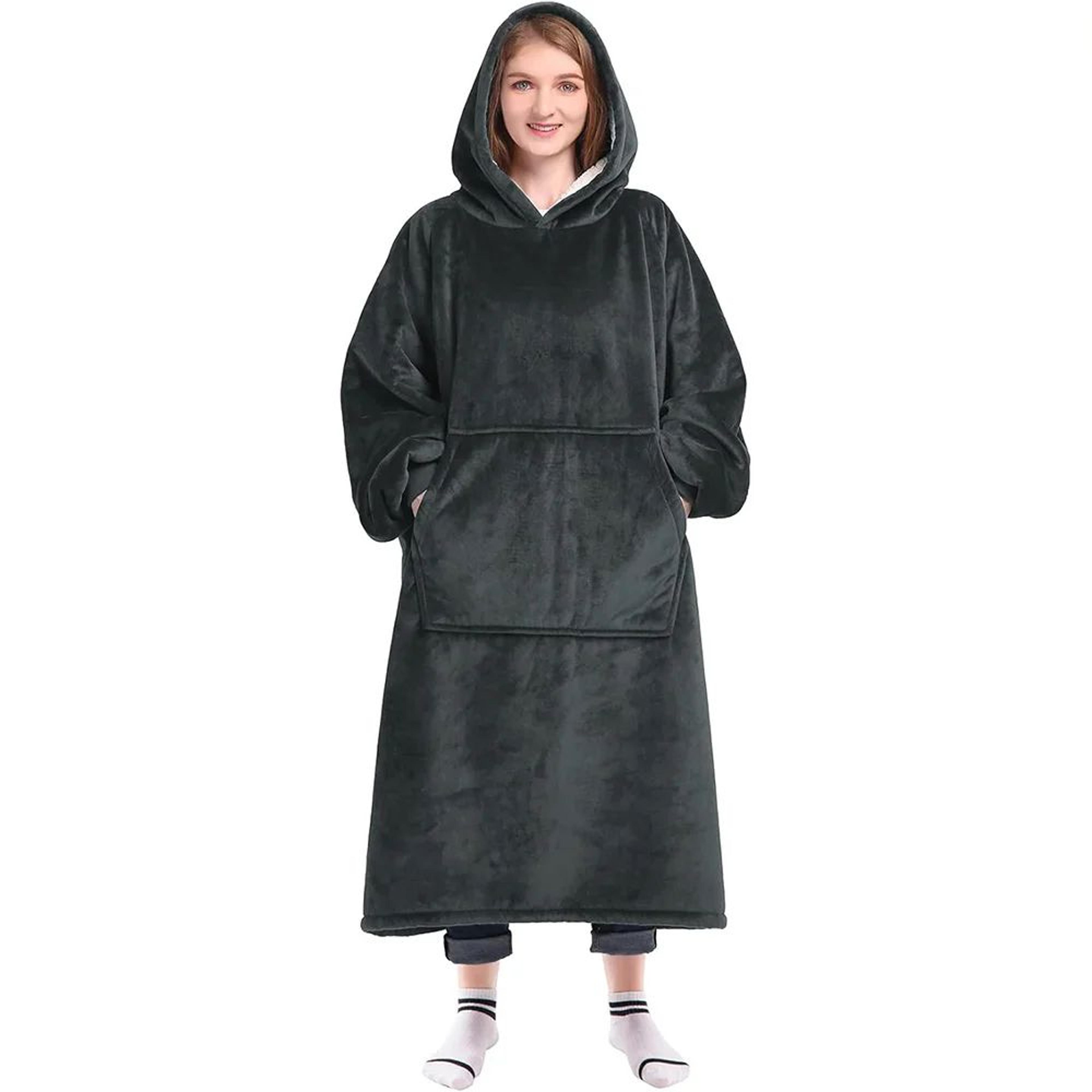 Oversized Wearable Blanket Hoodie With Sleeves And Pocket For Men And Women 1