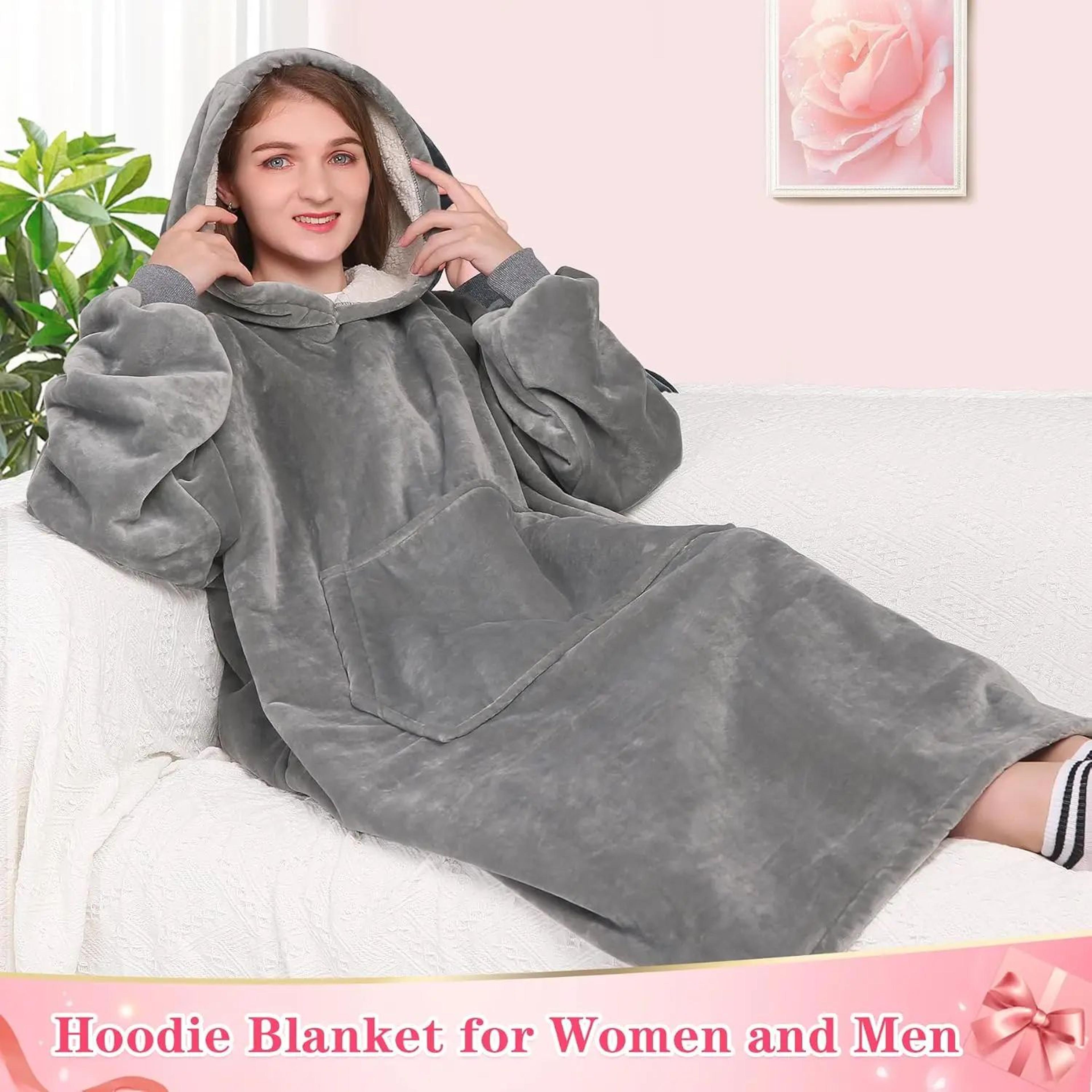 Oversized Wearable Blanket Hoodie With Sleeves And Pocket For Men And Women 3