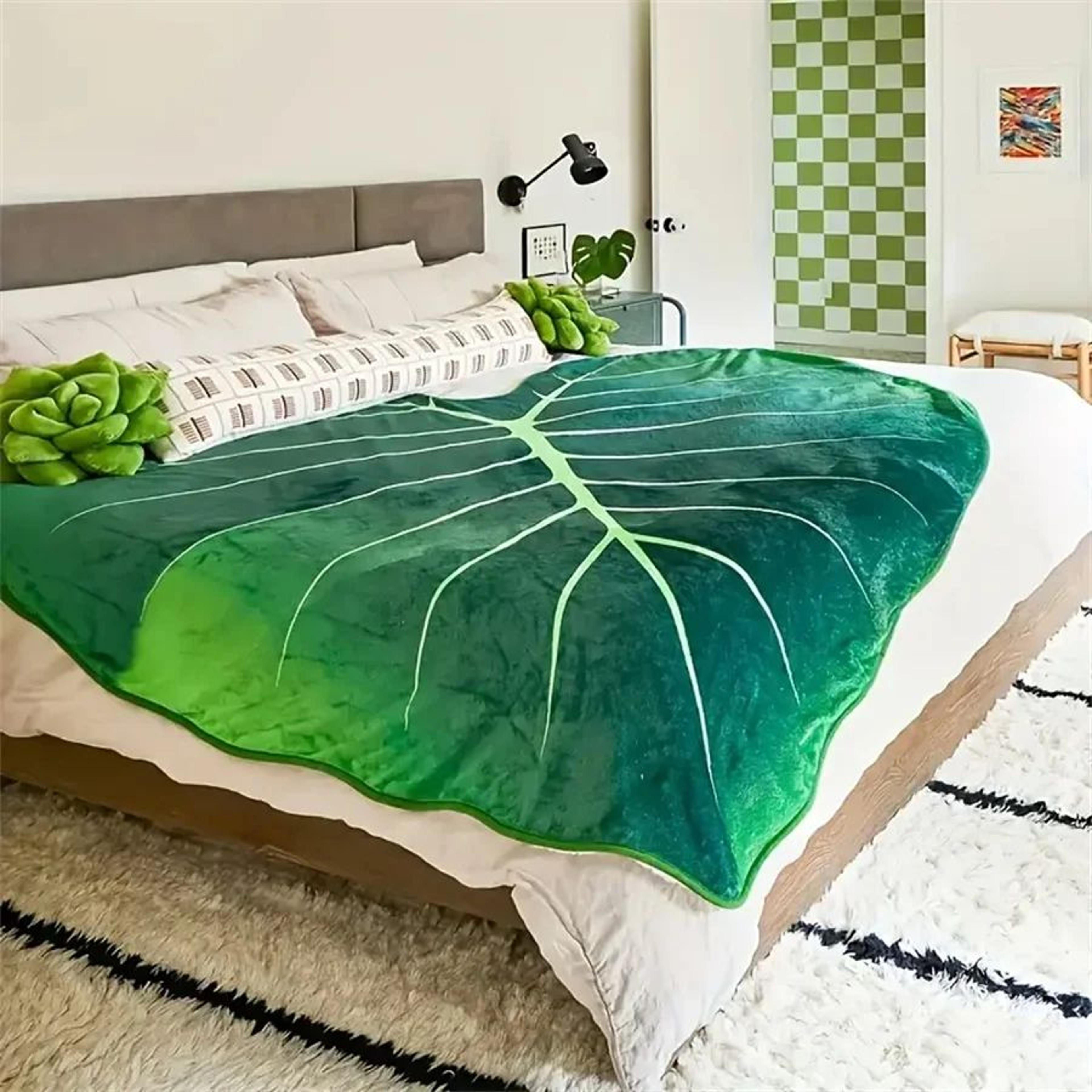 whimsical leaf flannel throw blanket soft all-season couch and travel blanket