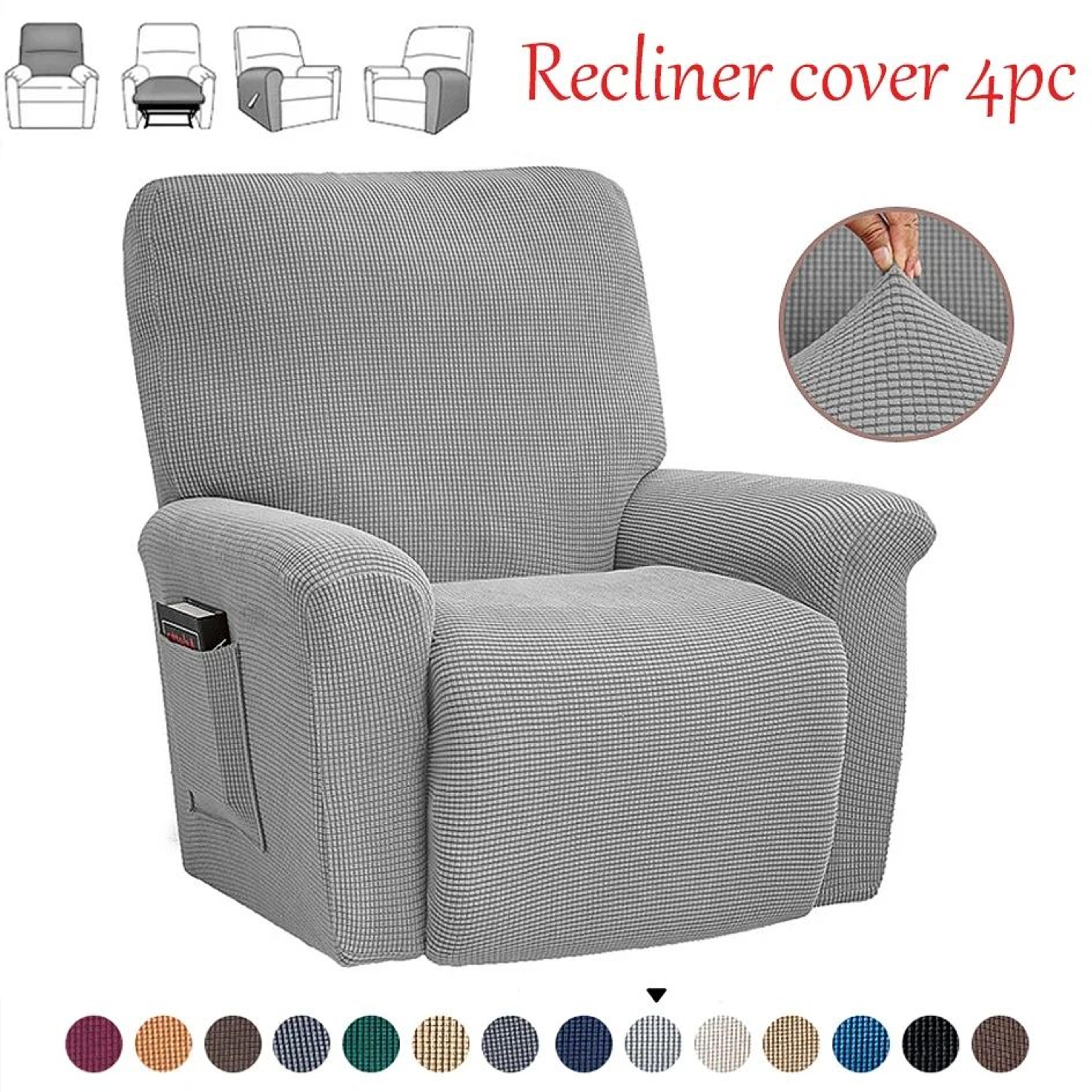 Battilo Waterproof Stretch Recliner Chair Cover With Pocket Plaid Furniture Protector 1