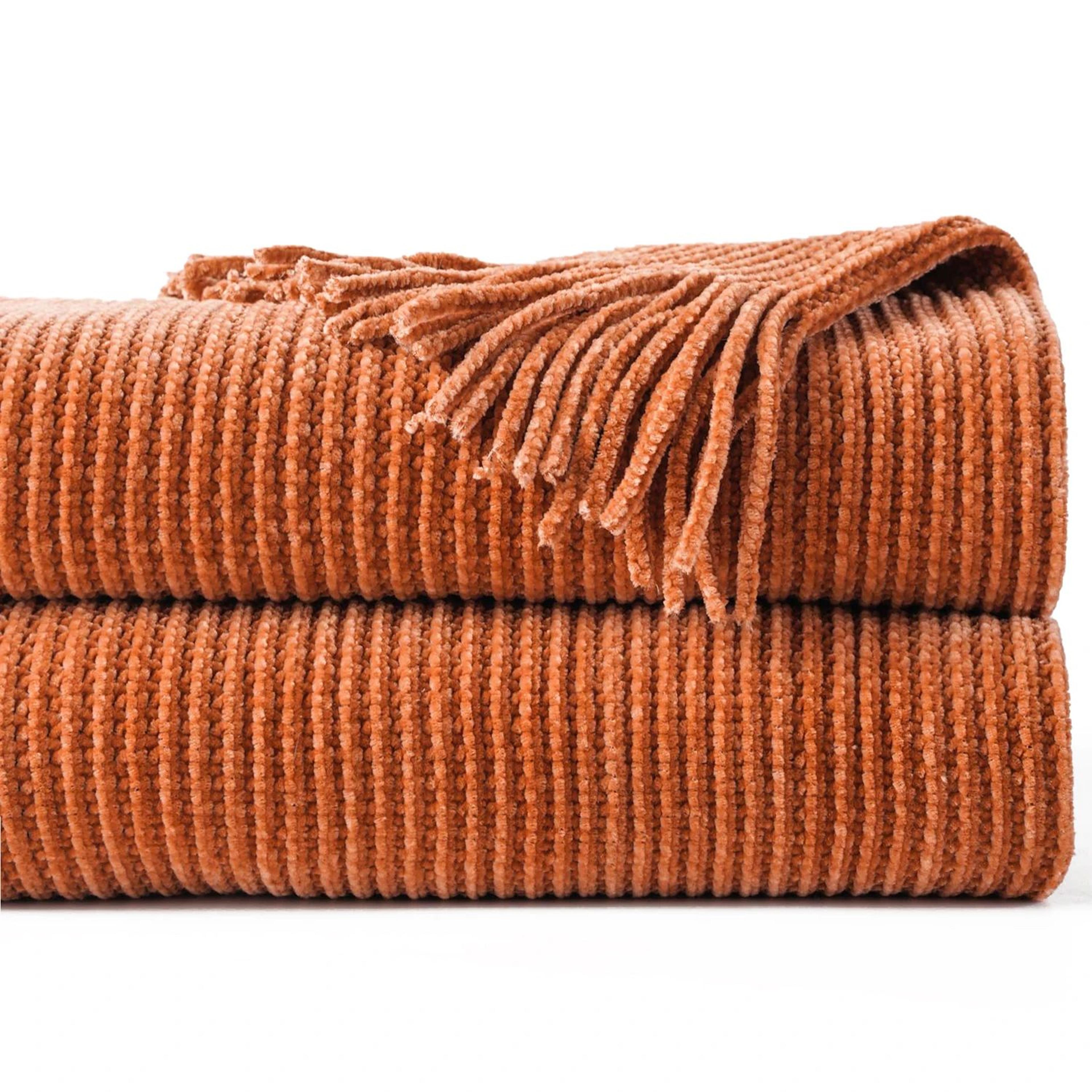 Battilo Green Plaid Chenille Knit Throw Blanket With Tassels For Couch And Bed 9