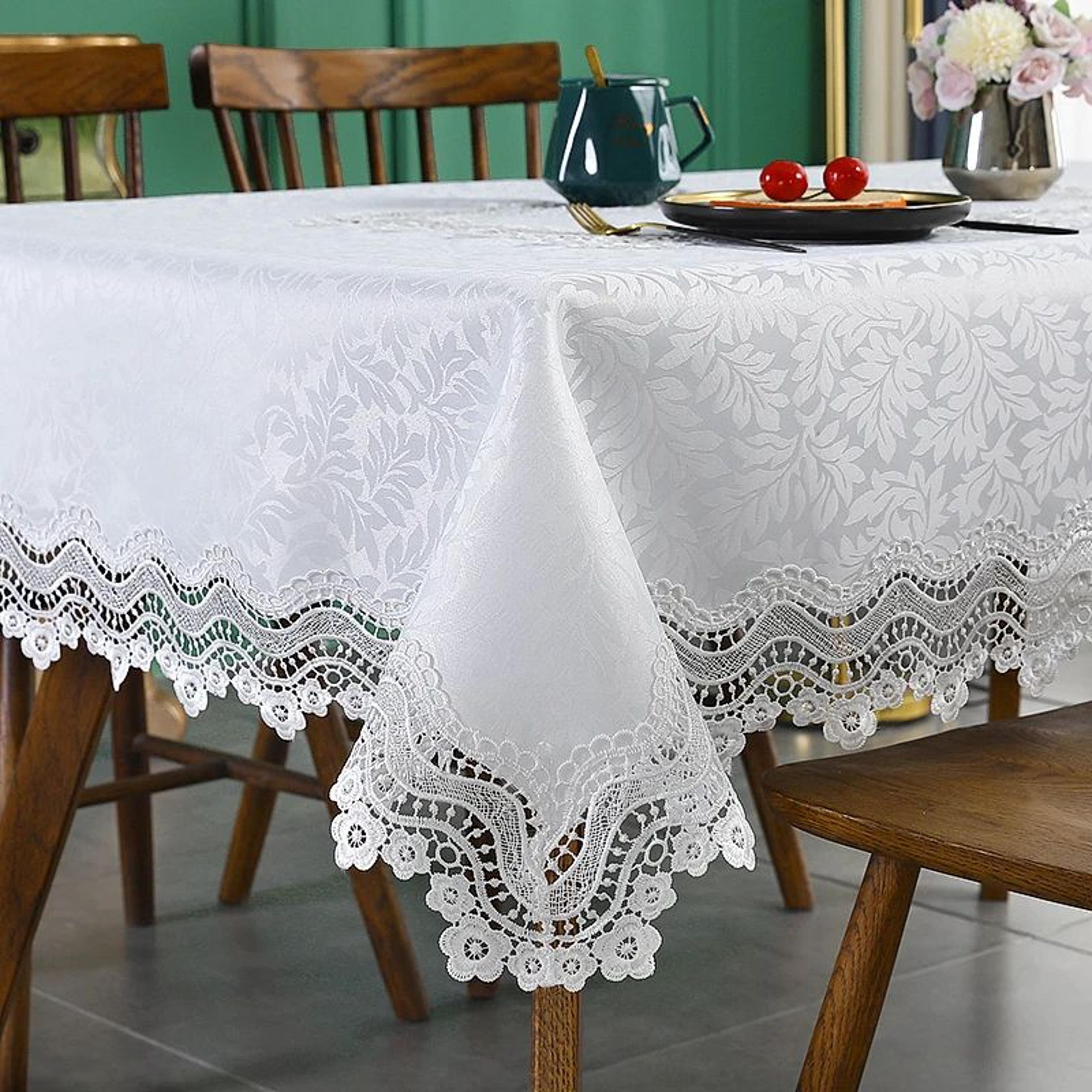 elegant embroidered rectangular tablecloth for dining and wedding decor