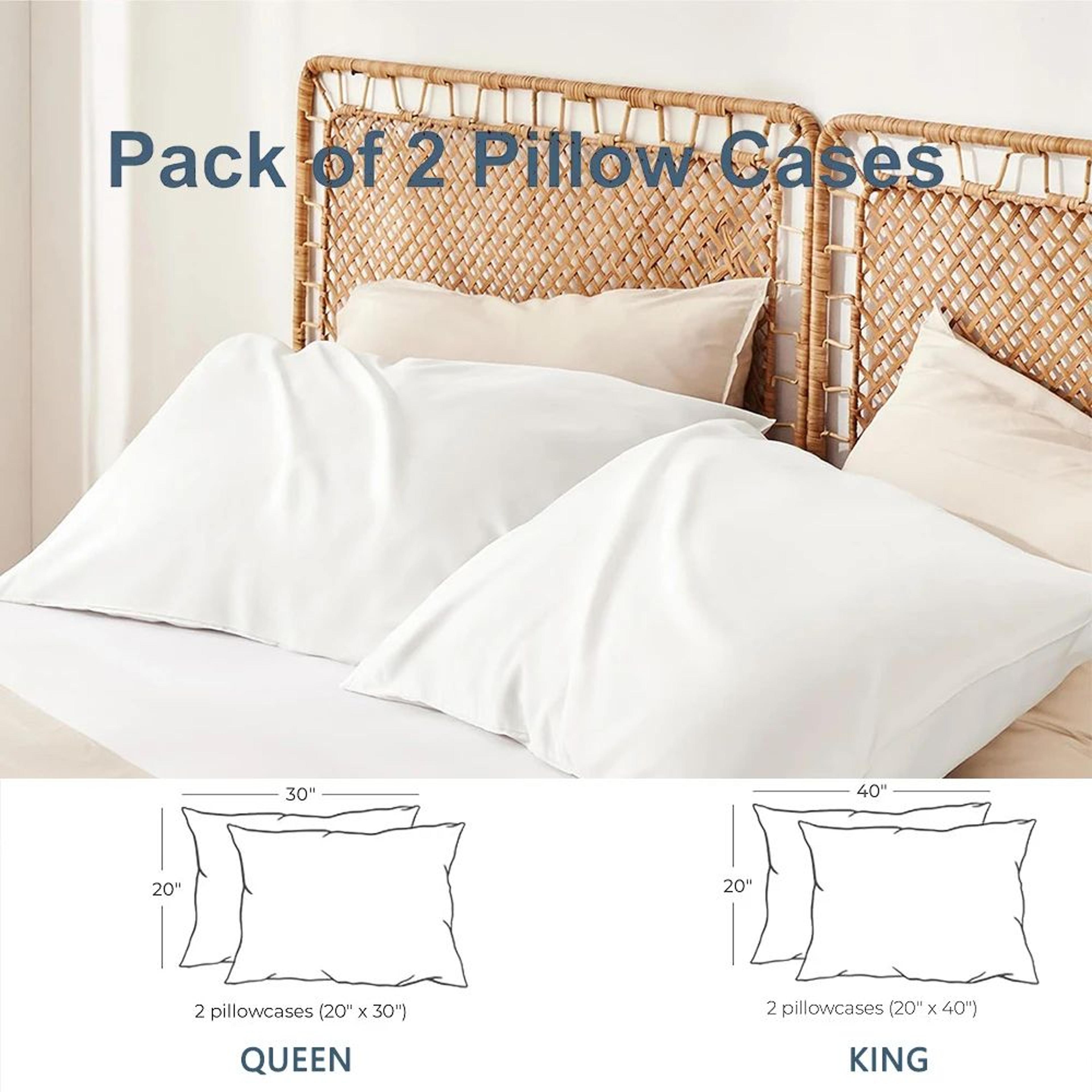 2PCS Soft Microfiber Envelope Pillowcases Queen King Size 2