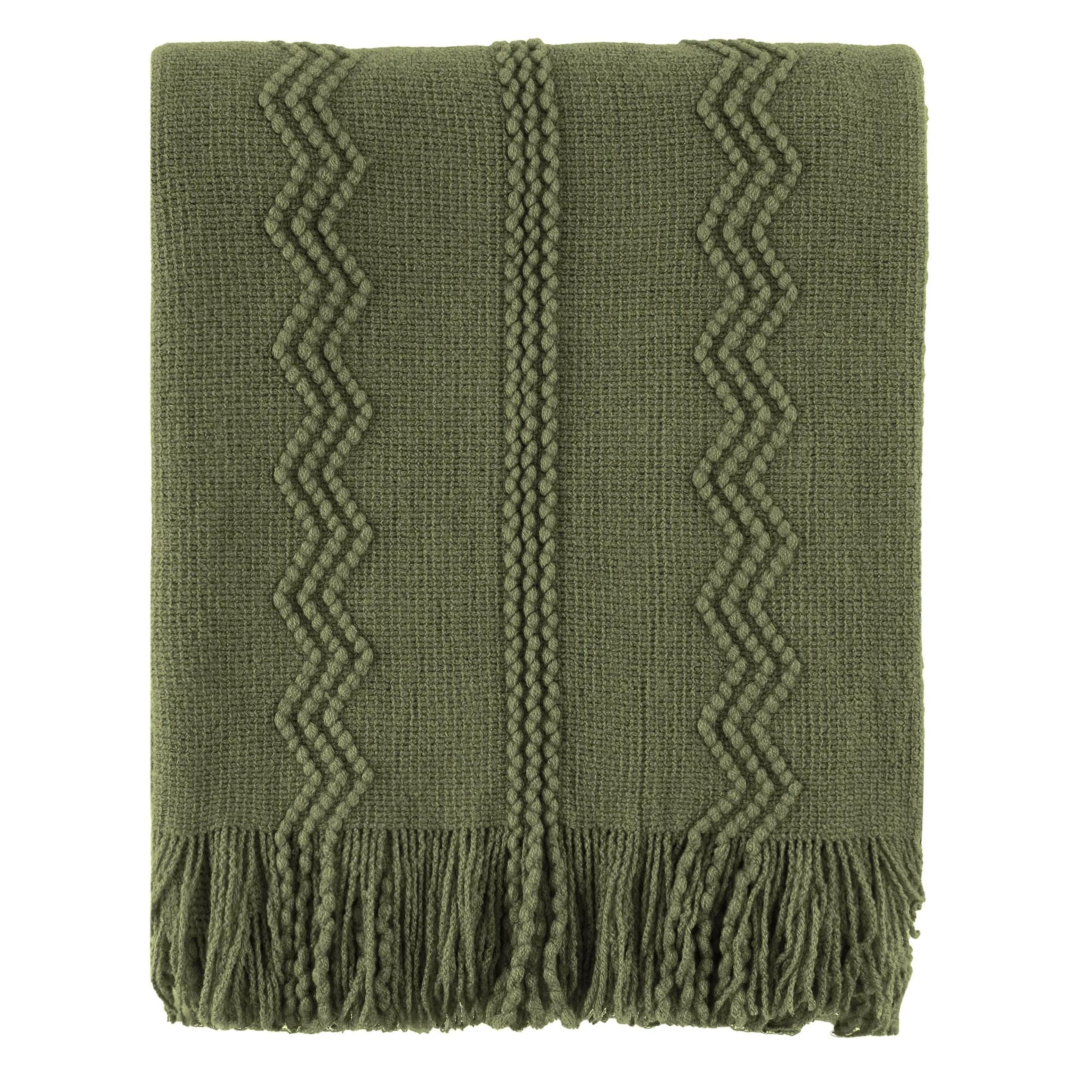 Caramel Geometric Knit Throw Blanket With Fringe For Couch And Bed 10