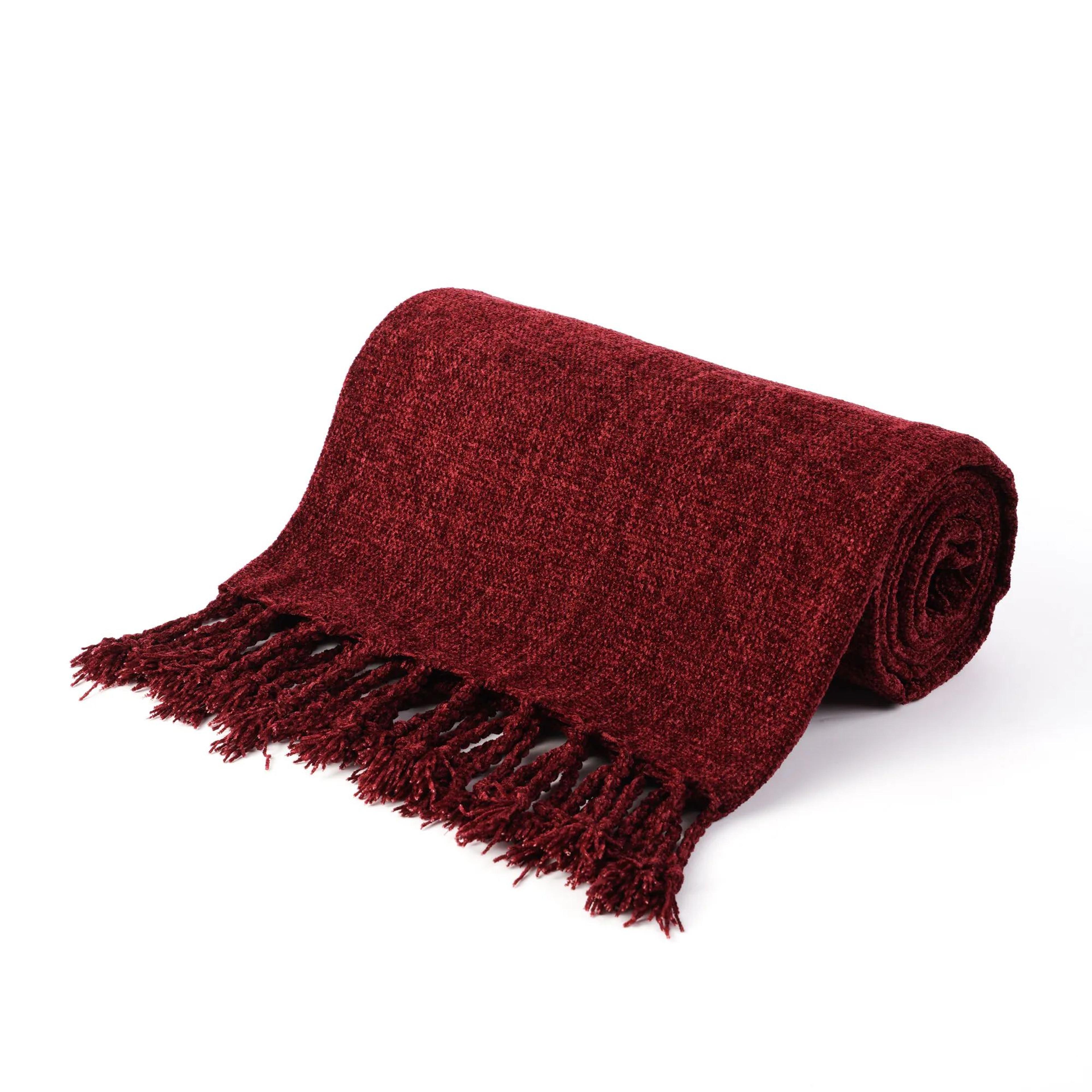Chenille Knit Throw Blanket With Fringe Tassels Soft Lightweight Sofa And Bed Decor 11