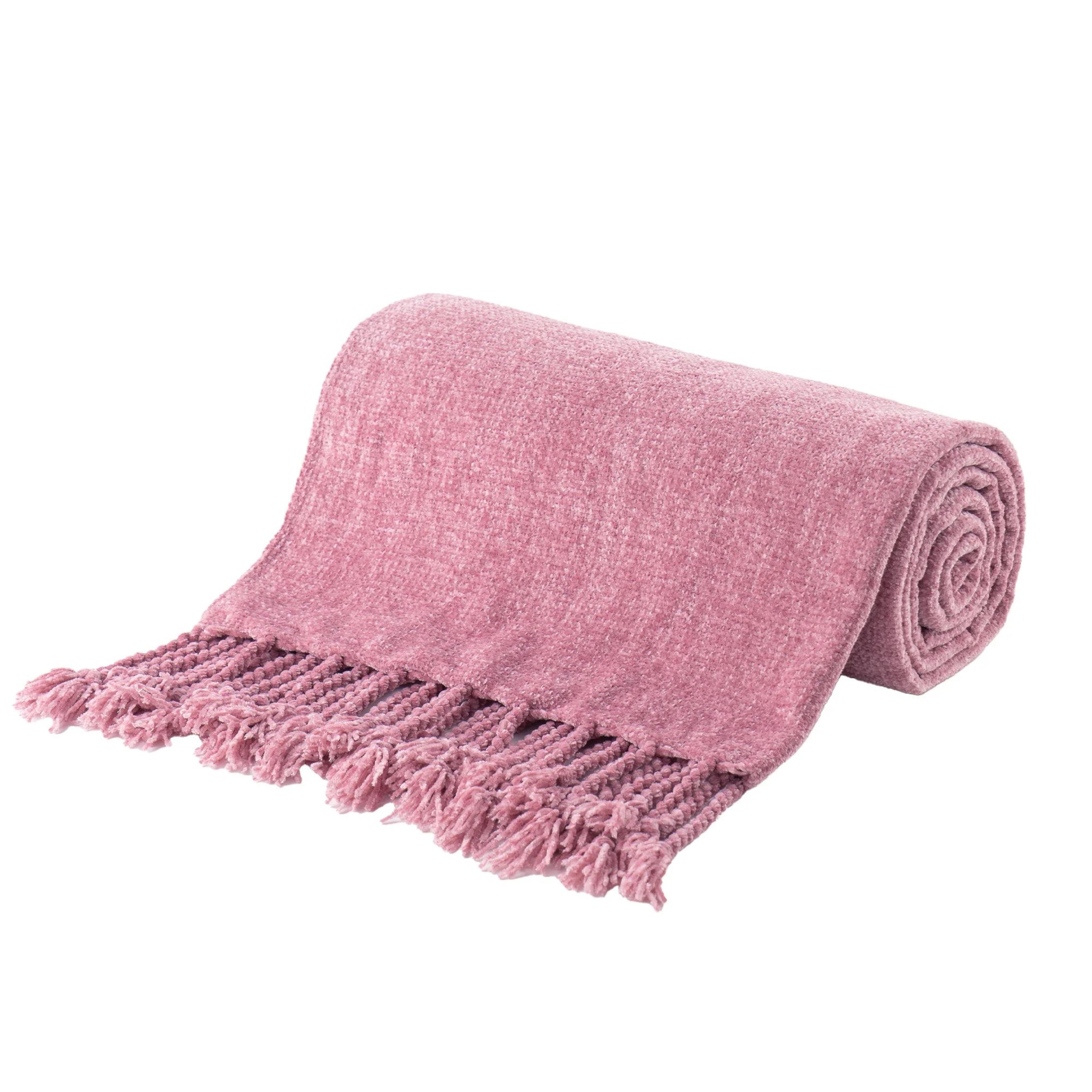 Chenille Knit Throw Blanket With Fringe Tassels Soft Lightweight Sofa And Bed Decor 14