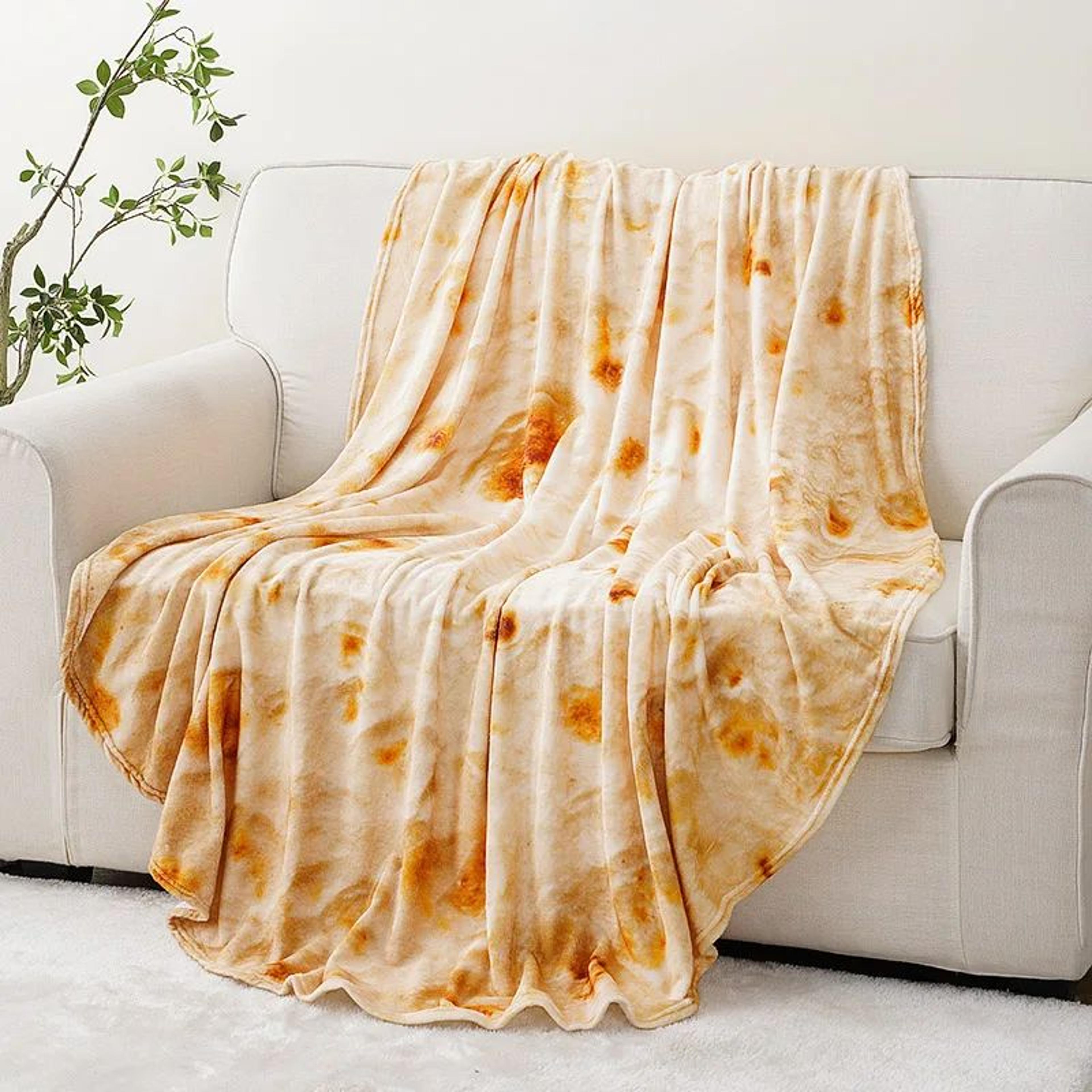 Soft Flannel Tortilla Blanket Round Funny Food Throw For Bed And Sofa 1