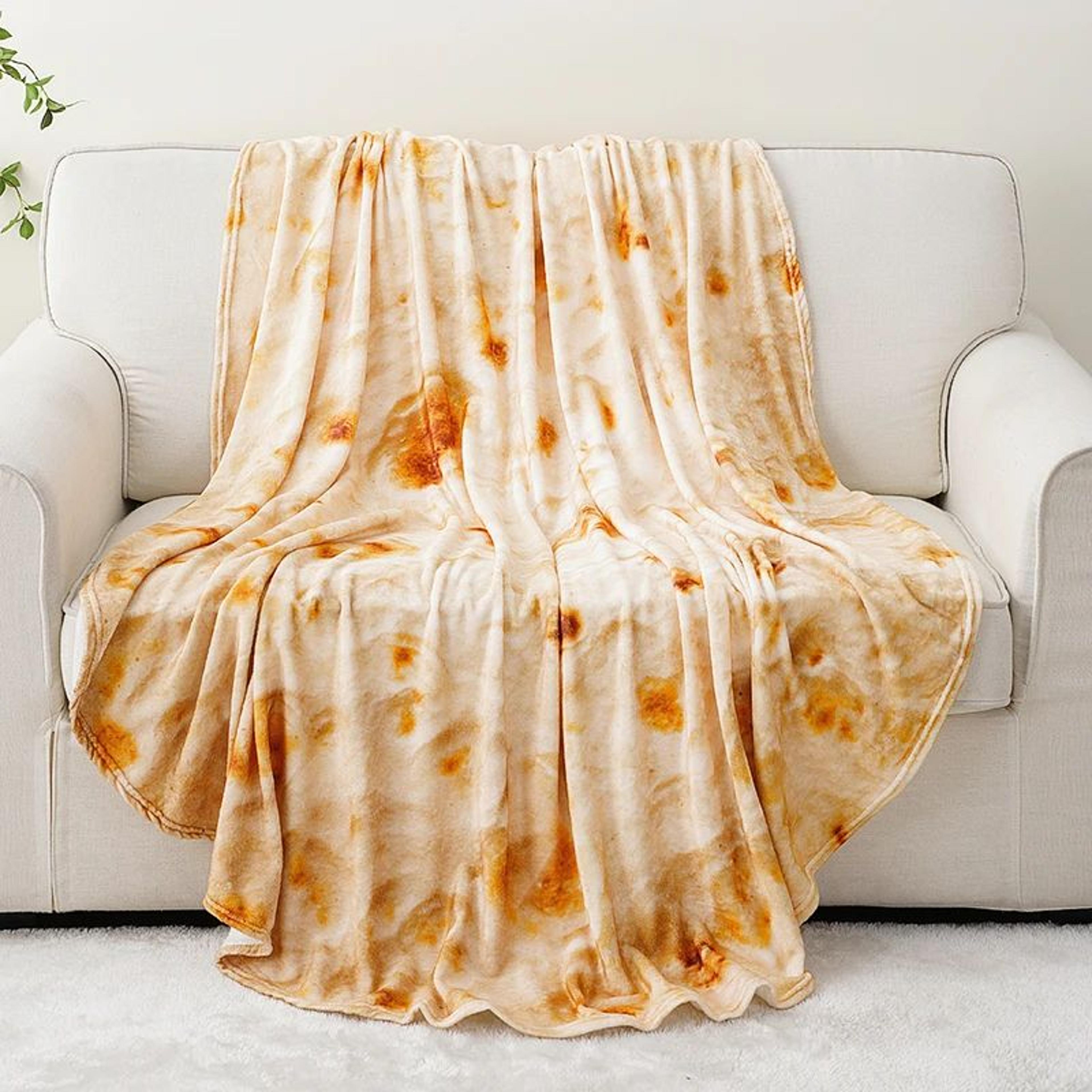 Soft Flannel Tortilla Blanket Round Funny Food Throw For Bed And Sofa 6