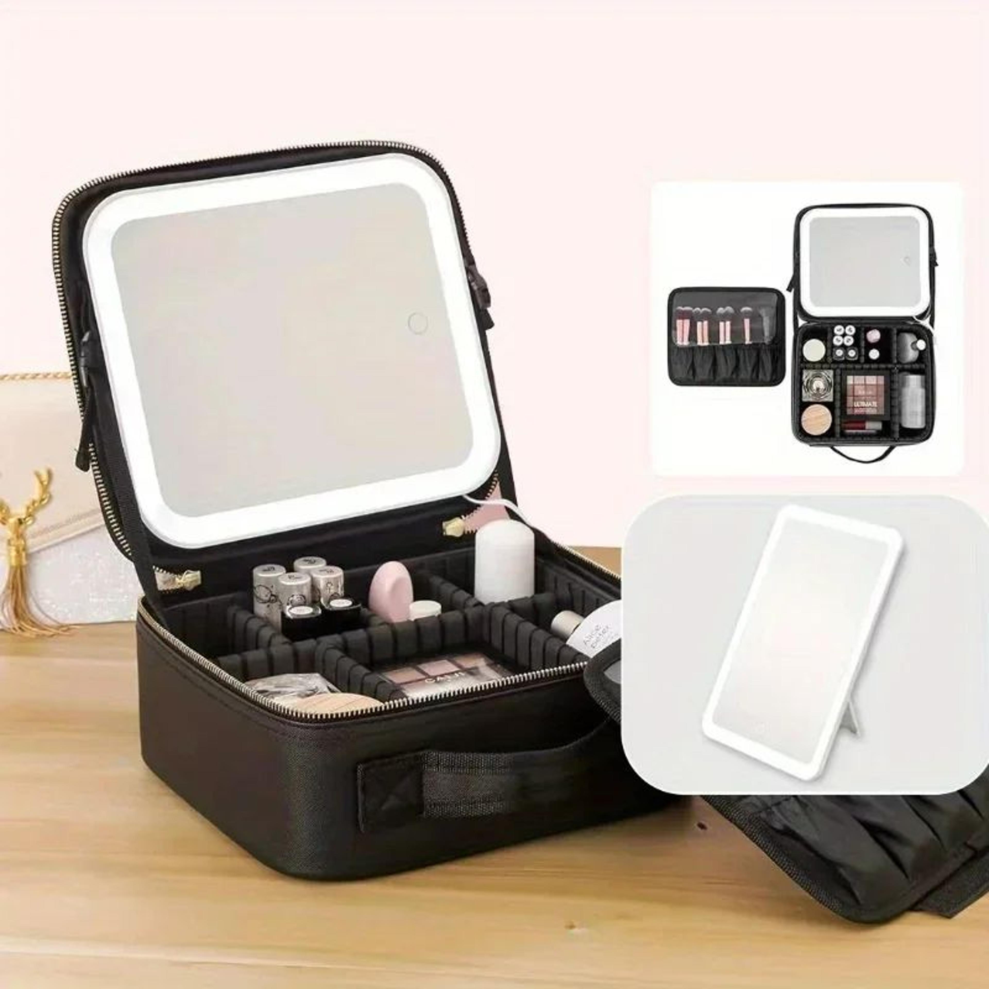 Travel Makeup Bag With LED Mirror And Adjustable Cosmetic Organizer 2