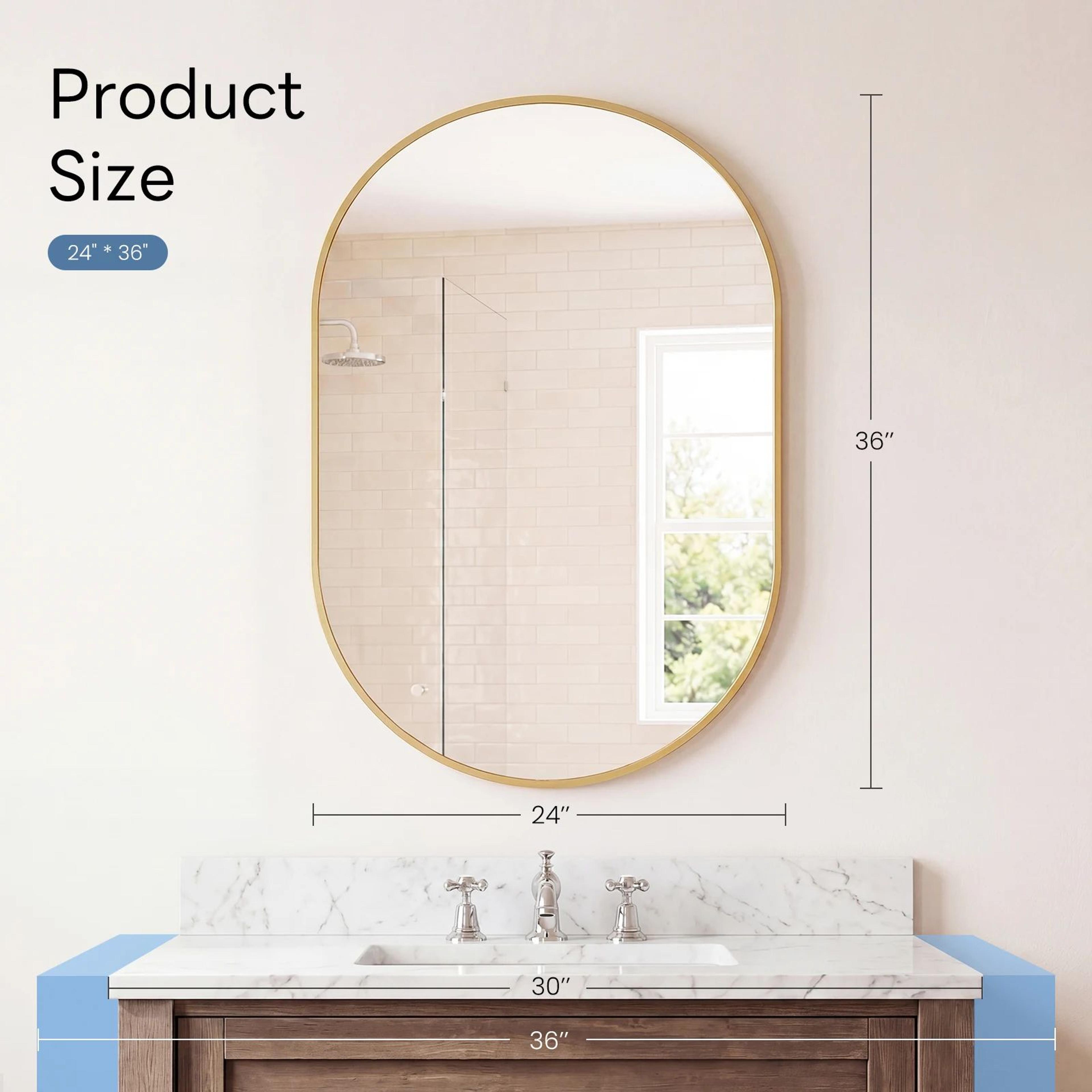 Modern Oval Metal Frame Wall Mirror With Tempered Glass 11