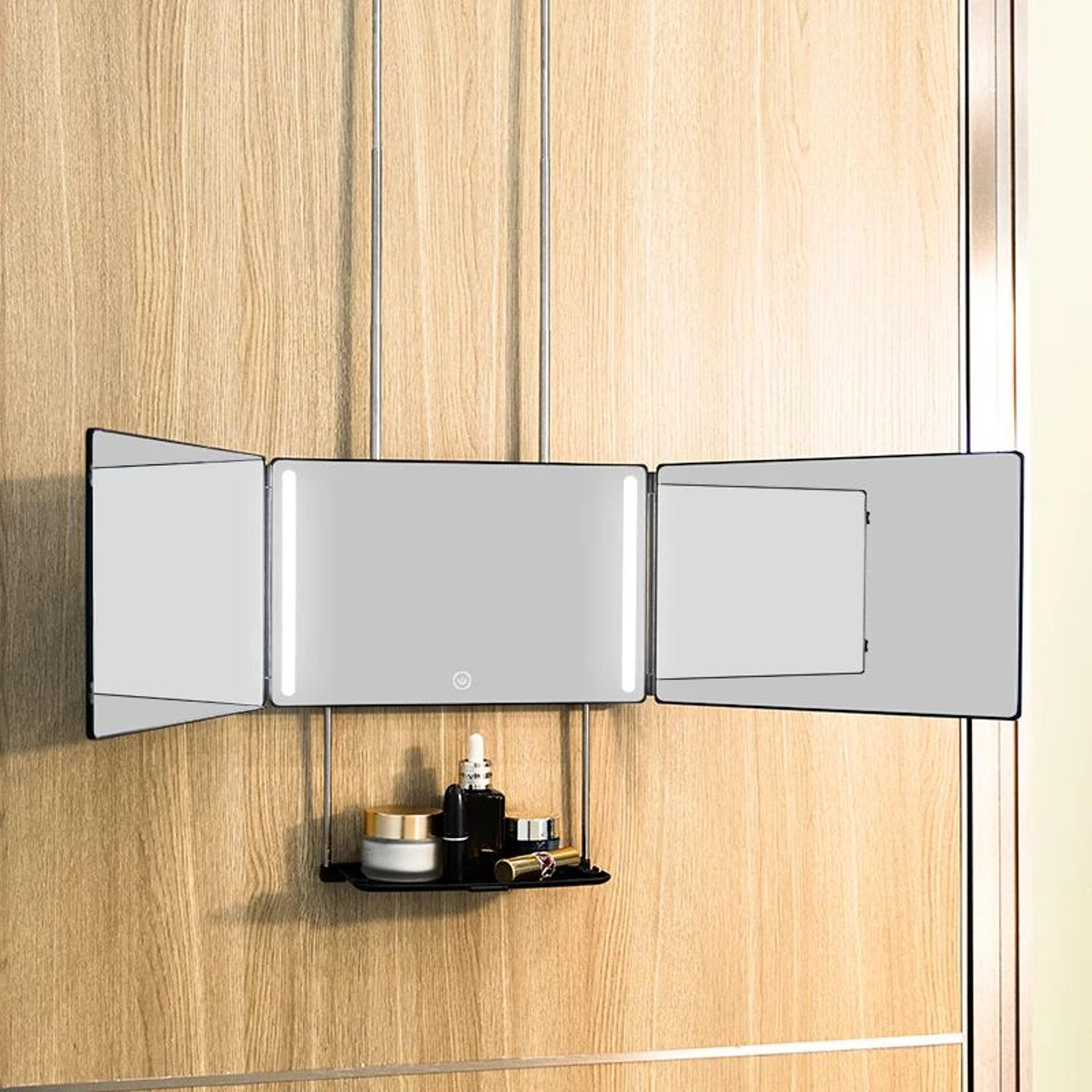 3-way led self haircut mirror with 360 view and grooming tray
