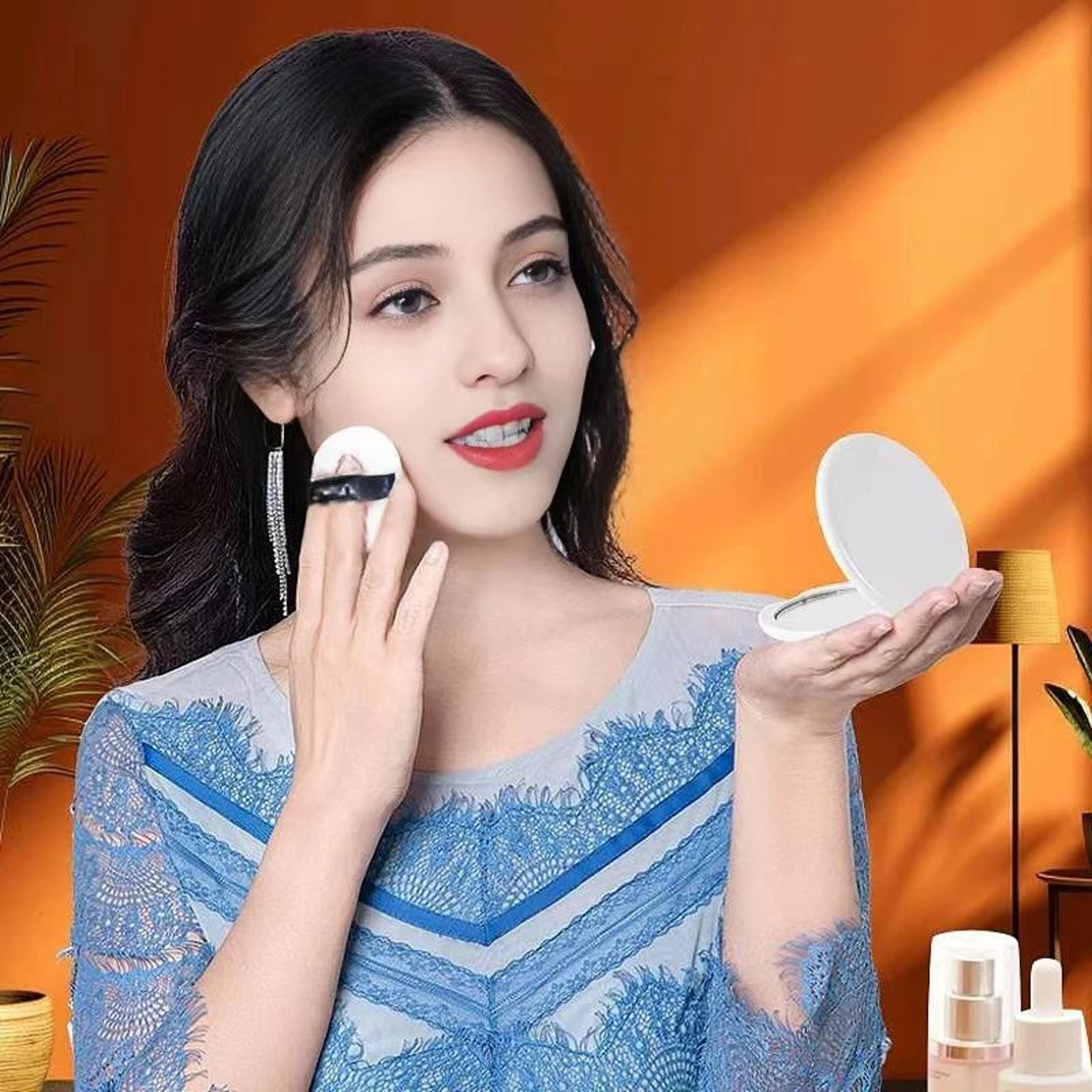 1X 10X LED Compact Travel Makeup Mirror With Folding Pocket Design 5