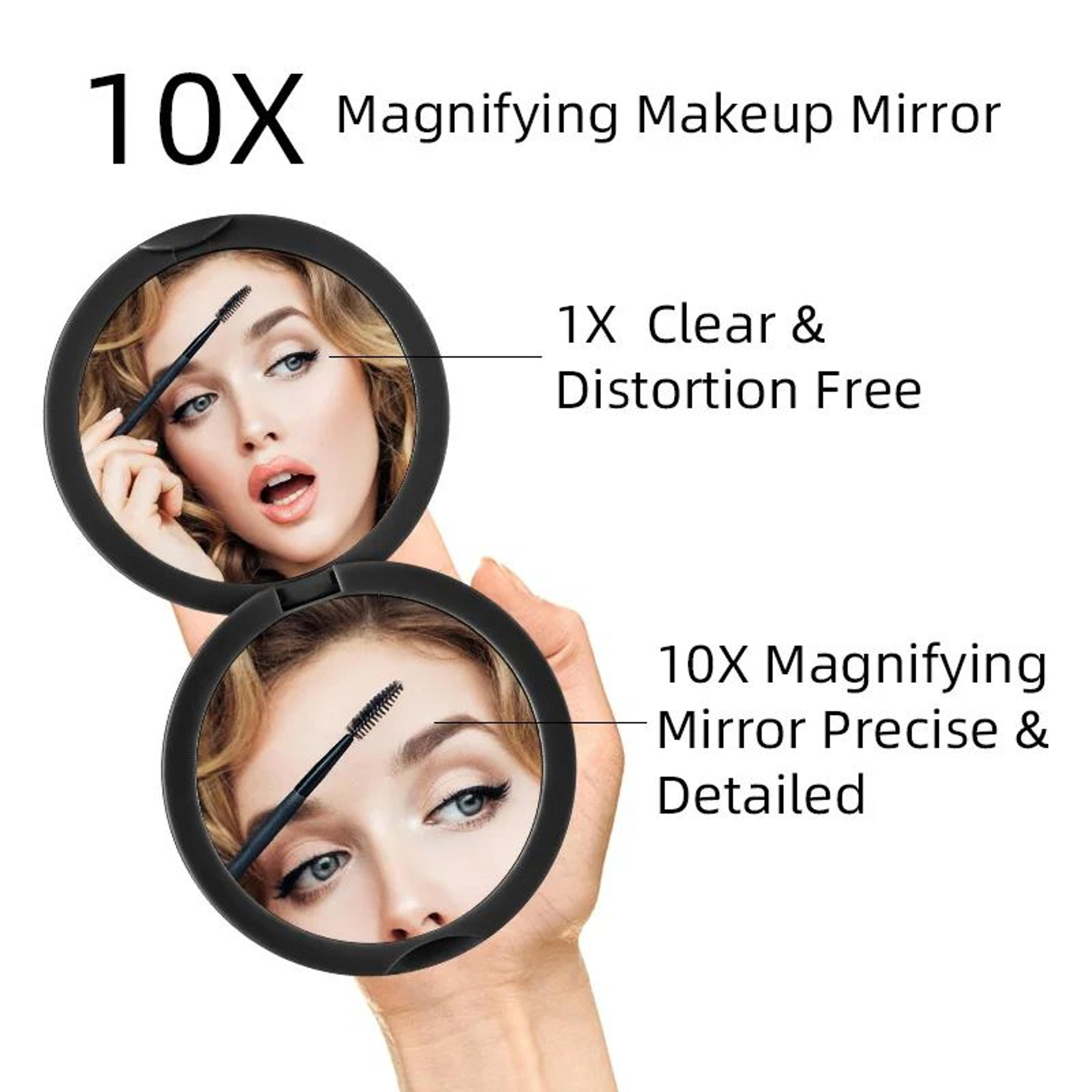 1X 10X LED Compact Travel Makeup Mirror With Folding Pocket Design 4