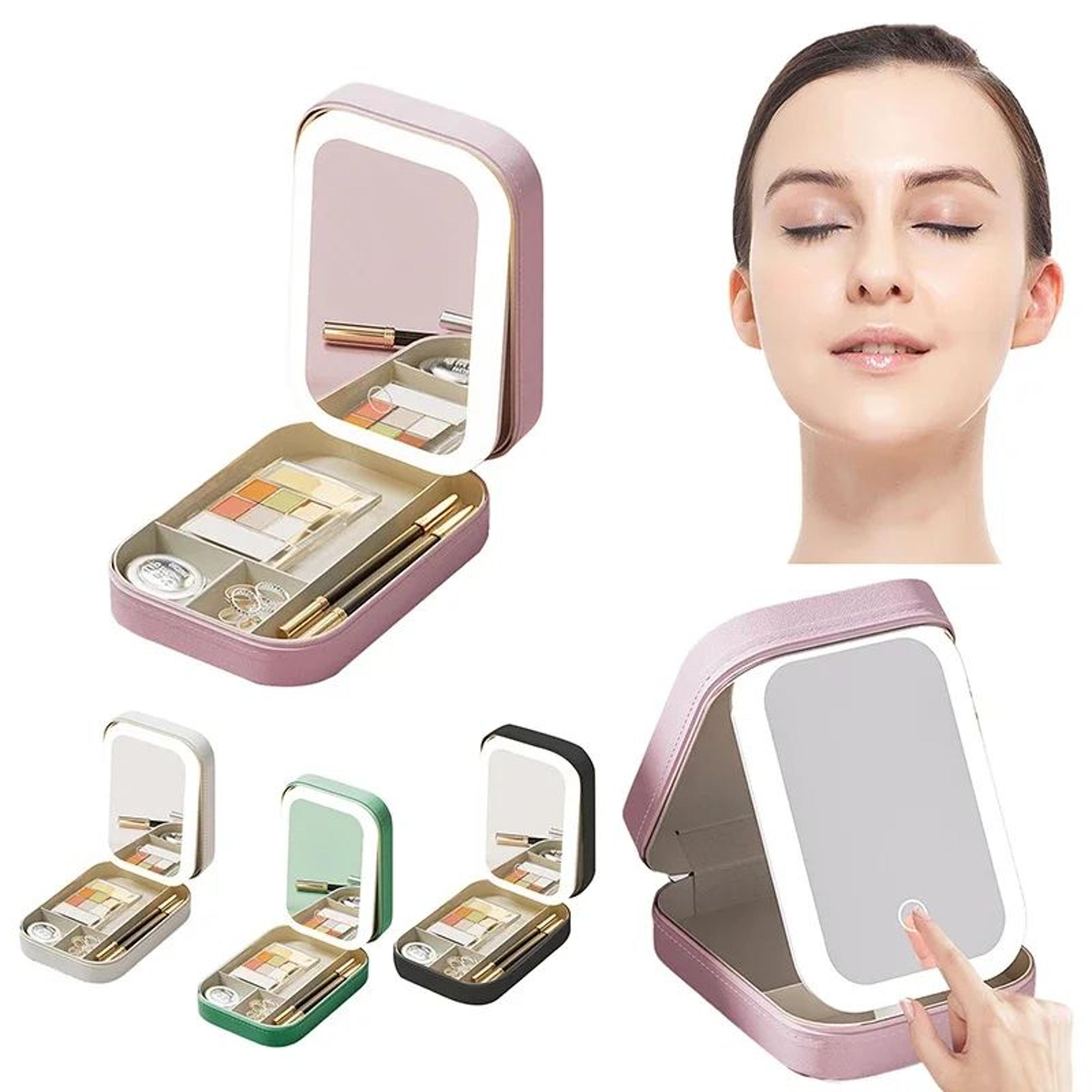 Portable PU Travel Makeup Bag With LED Mirror And Adjustable Light 1