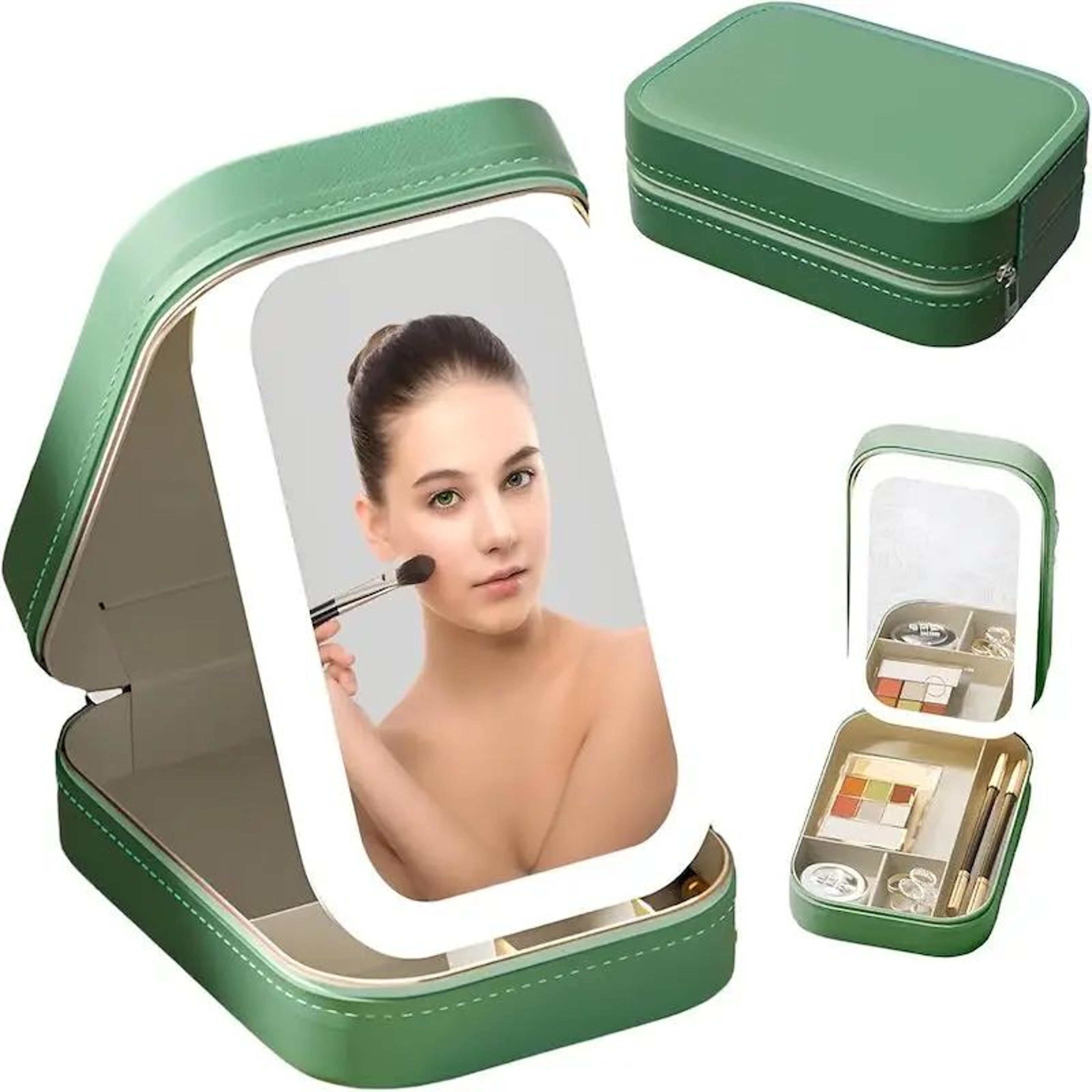 Portable PU Travel Makeup Bag With LED Mirror And Adjustable Light 7