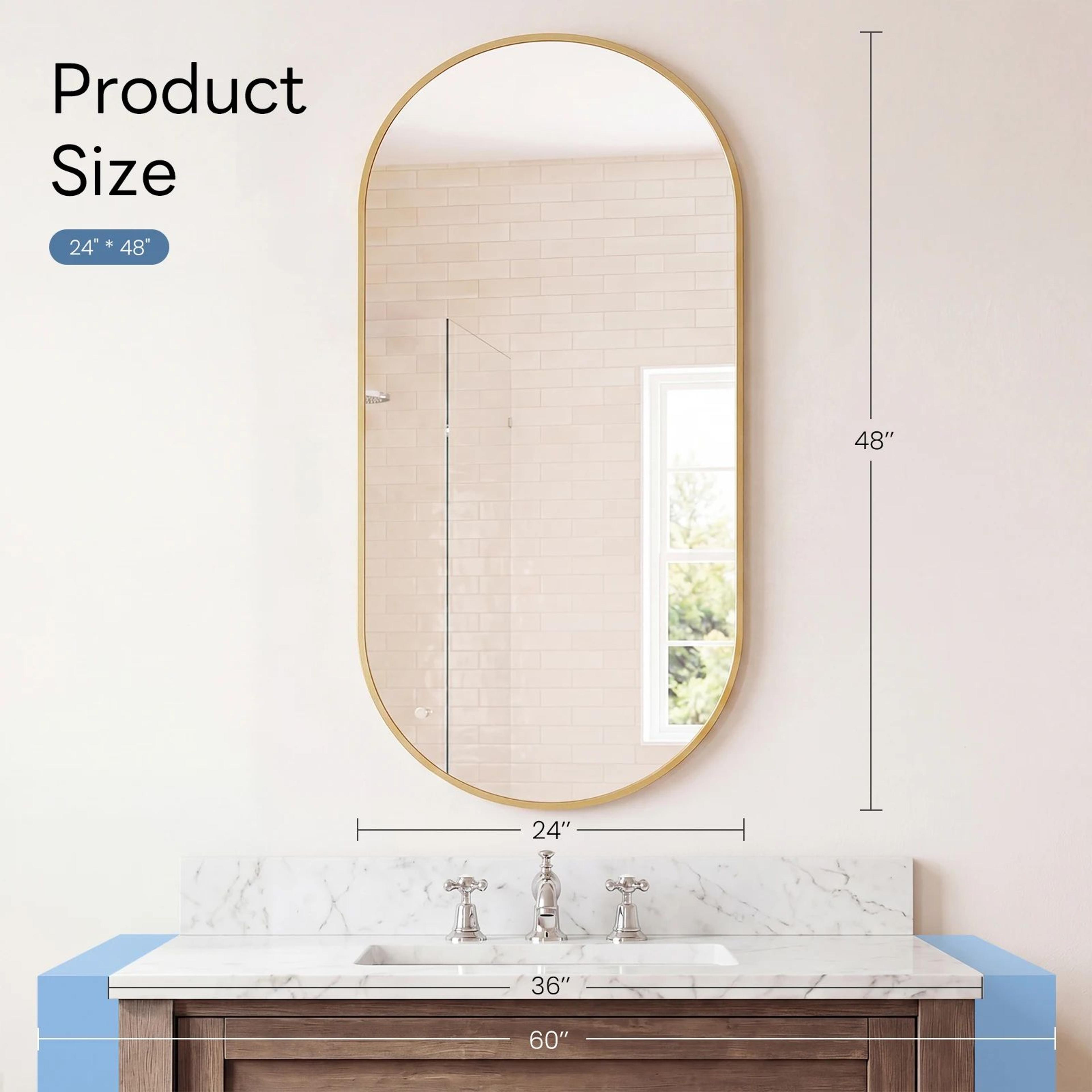 Modern Oval Metal Frame Wall Mirror With Tempered Glass For Bedroom And Living Room 5