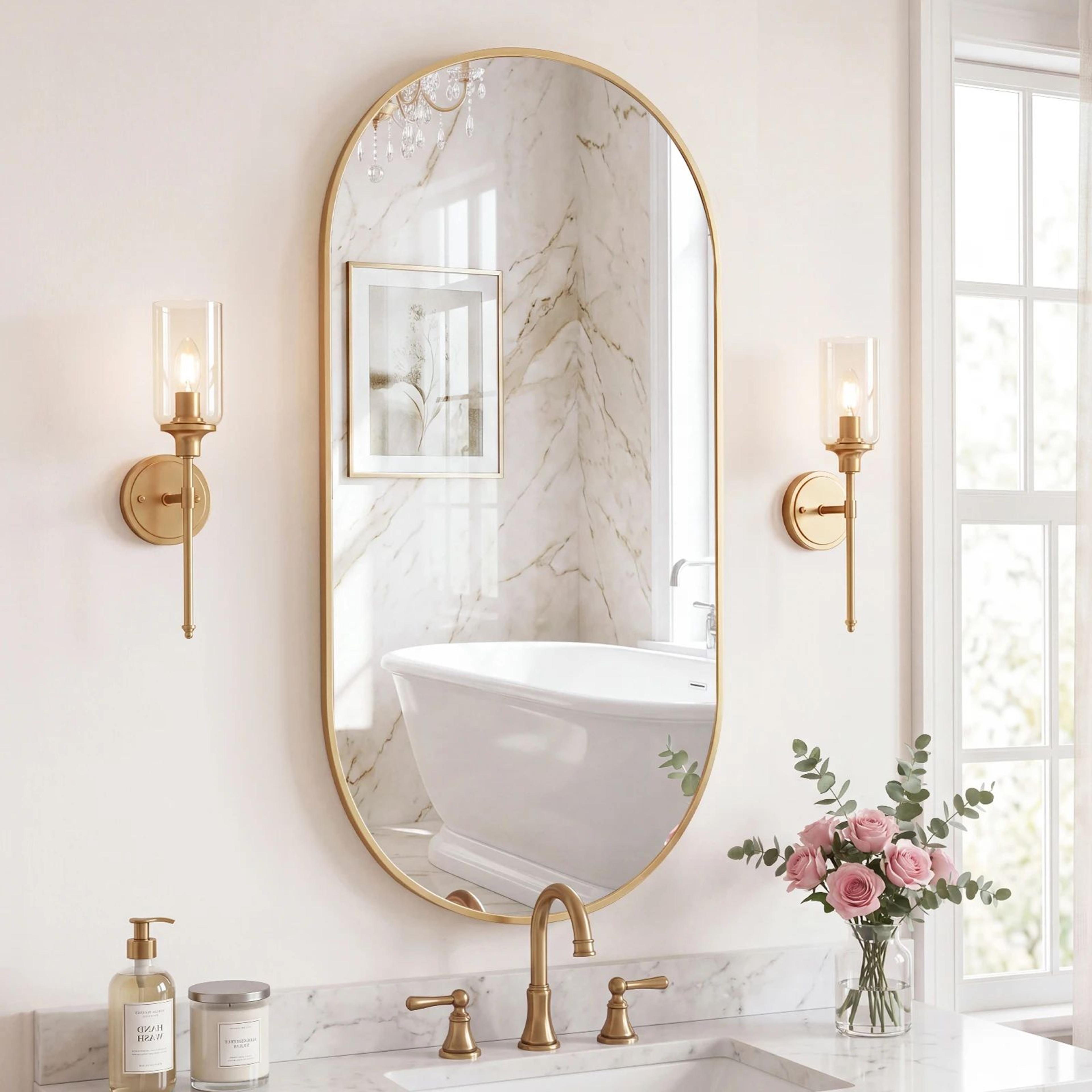 Modern Oval Metal Frame Wall Mirror With Tempered Glass For Bedroom And Living Room 4