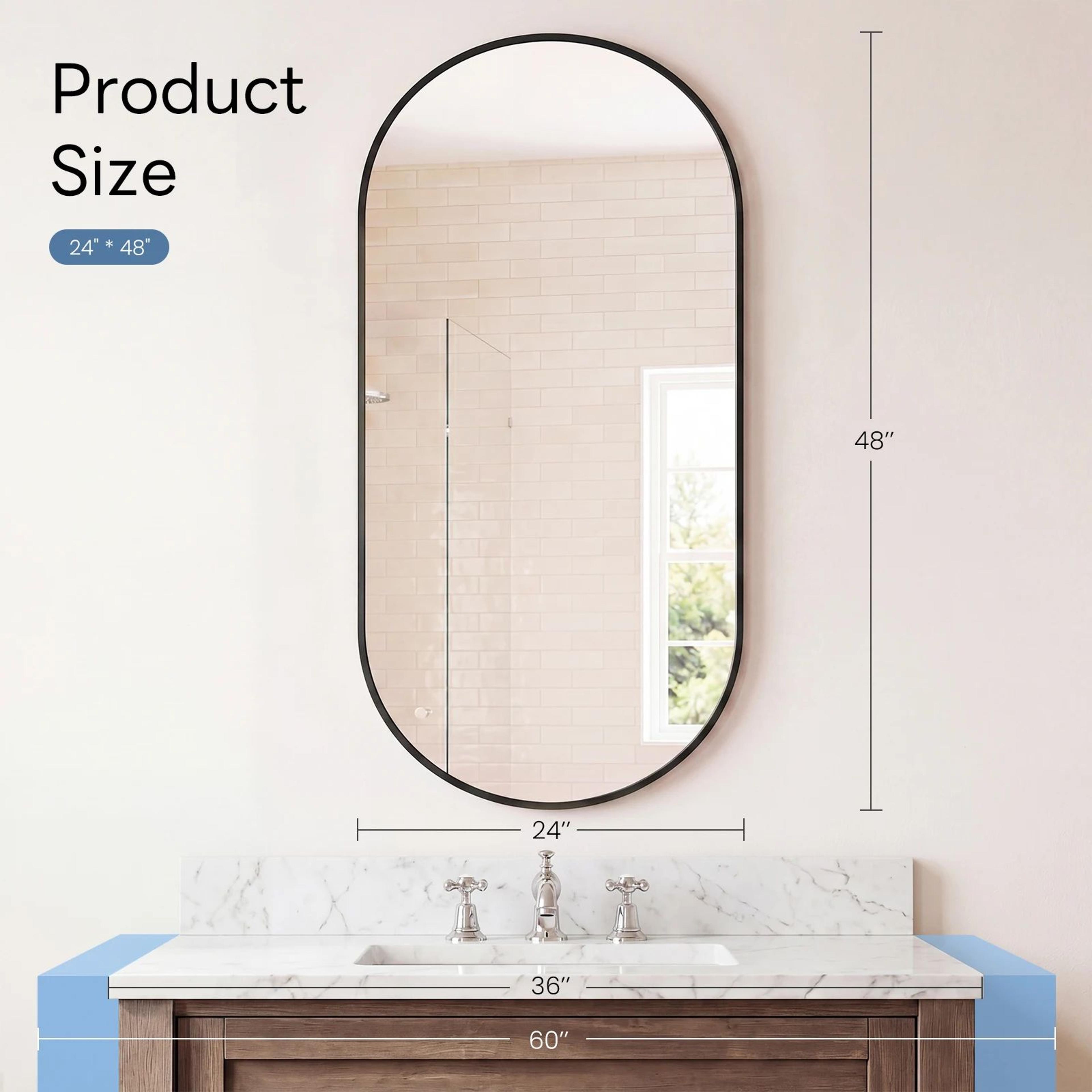 Modern Oval Metal Frame Wall Mirror With Tempered Glass For Bedroom And Living Room 13