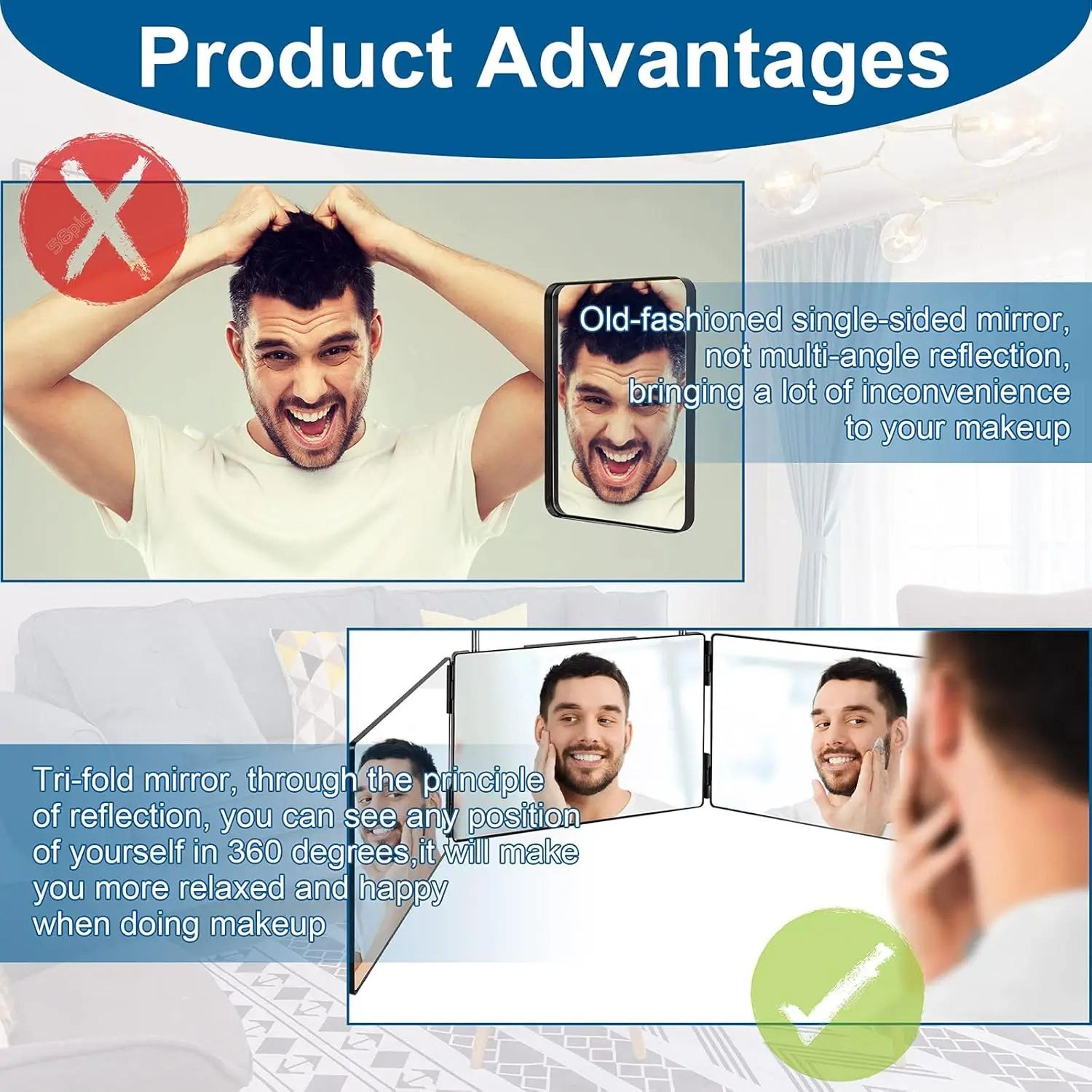 360 View 3 Way Self Haircut Mirror With Adjustable Telescoping Hooks 3