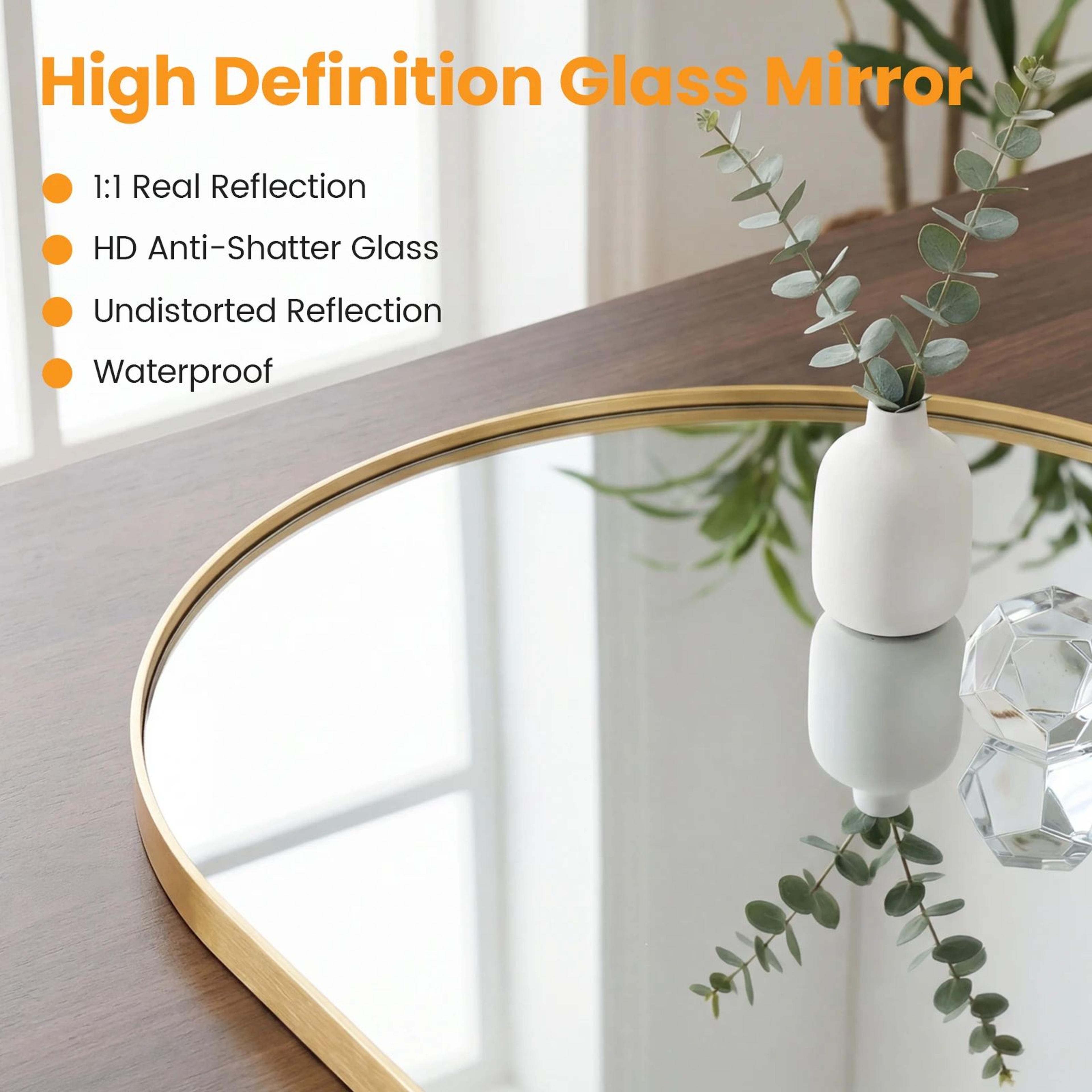Modern Arched Metal Frame Bathroom Vanity Wall Mirror 2