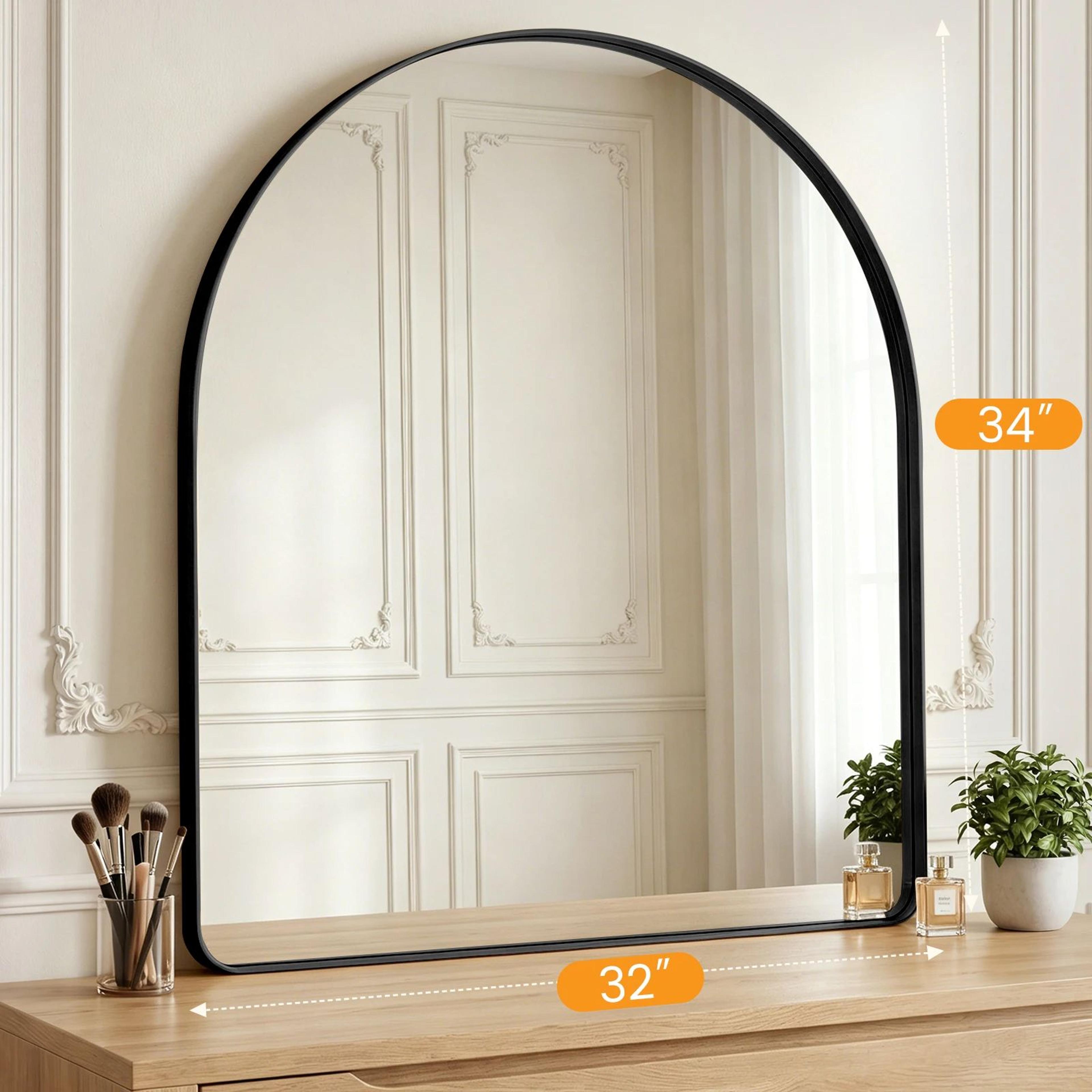 Modern Arched Metal Frame Bathroom Vanity Wall Mirror 7