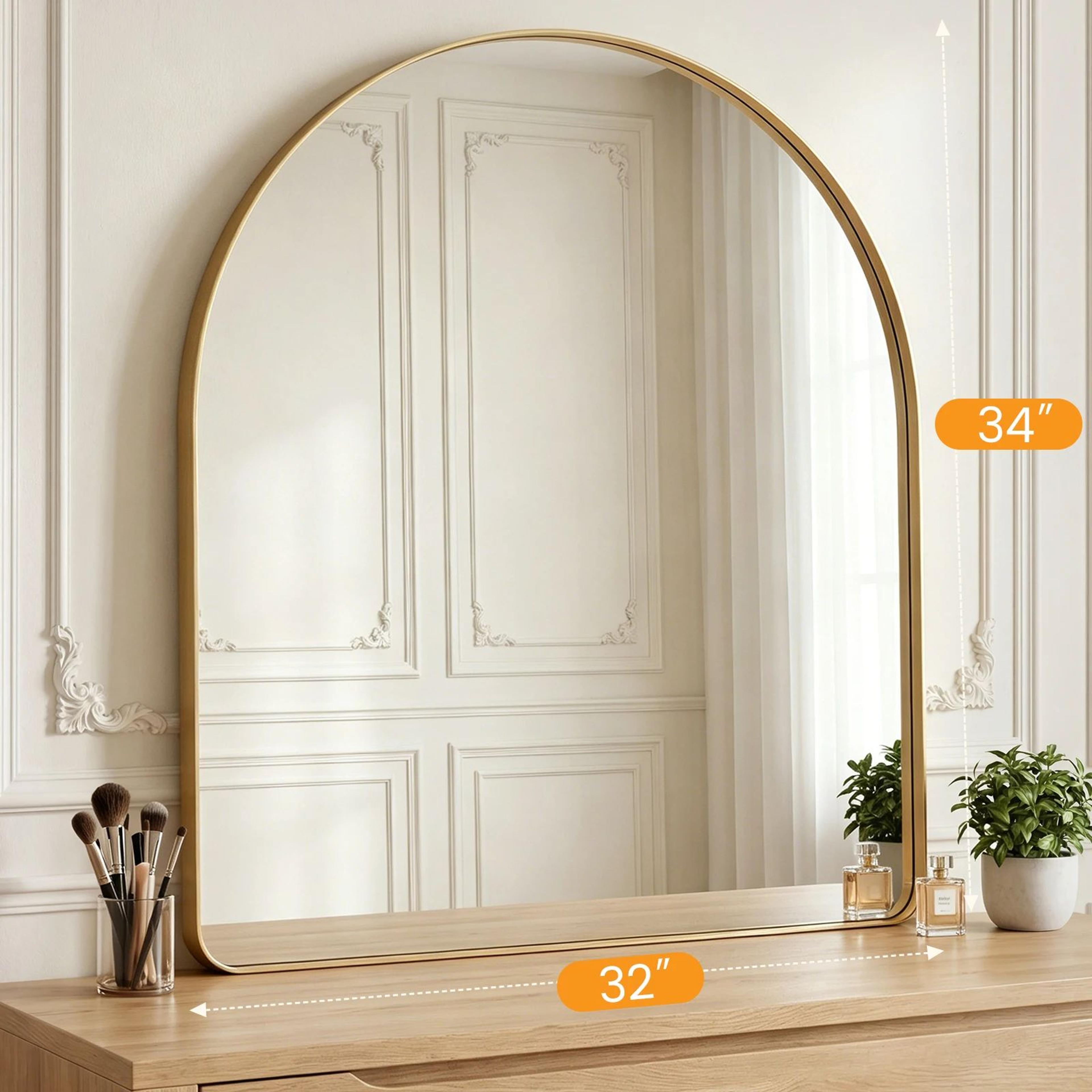 Modern Arched Metal Frame Bathroom Vanity Wall Mirror 8