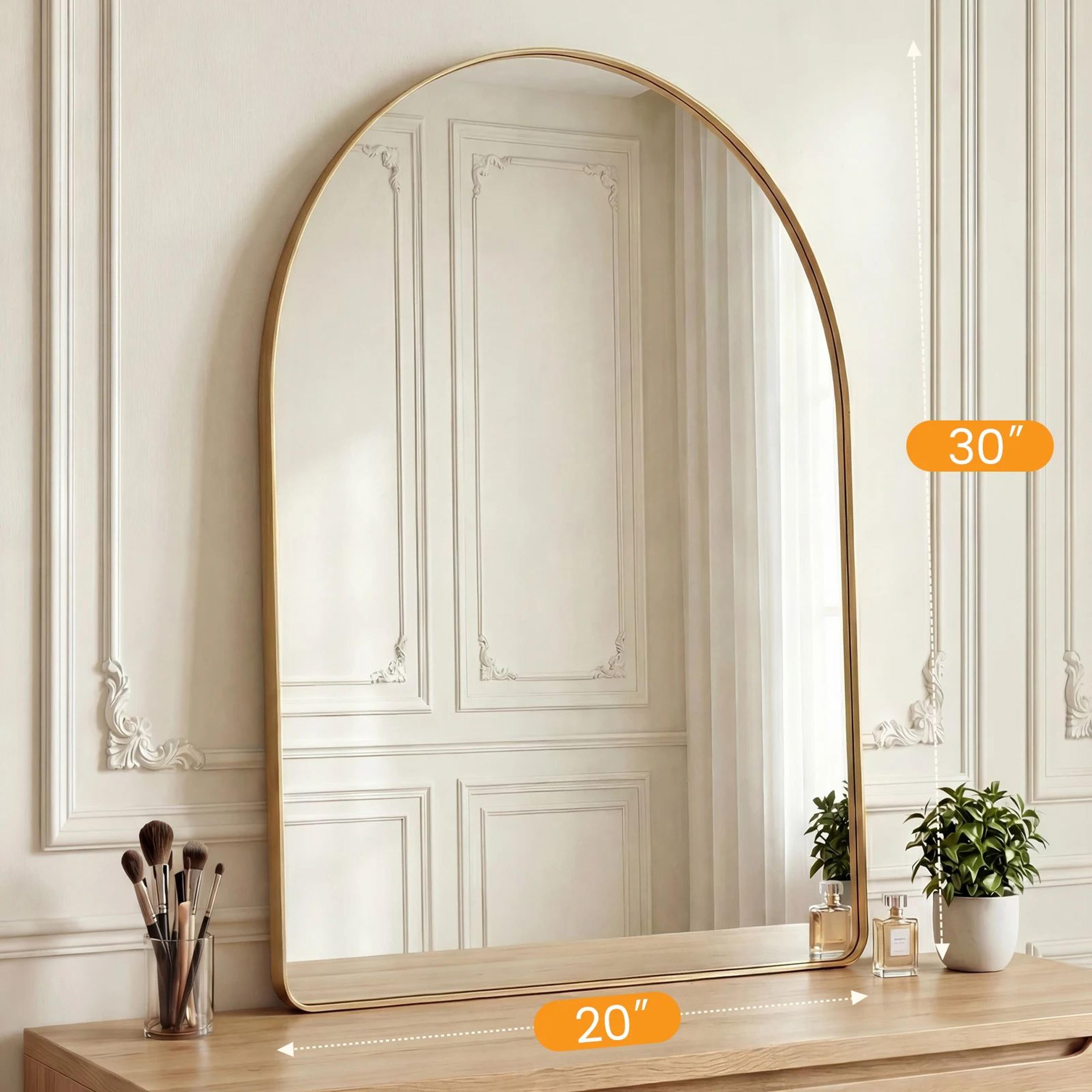 Modern Arched Metal Frame Bathroom Vanity Wall Mirror 6