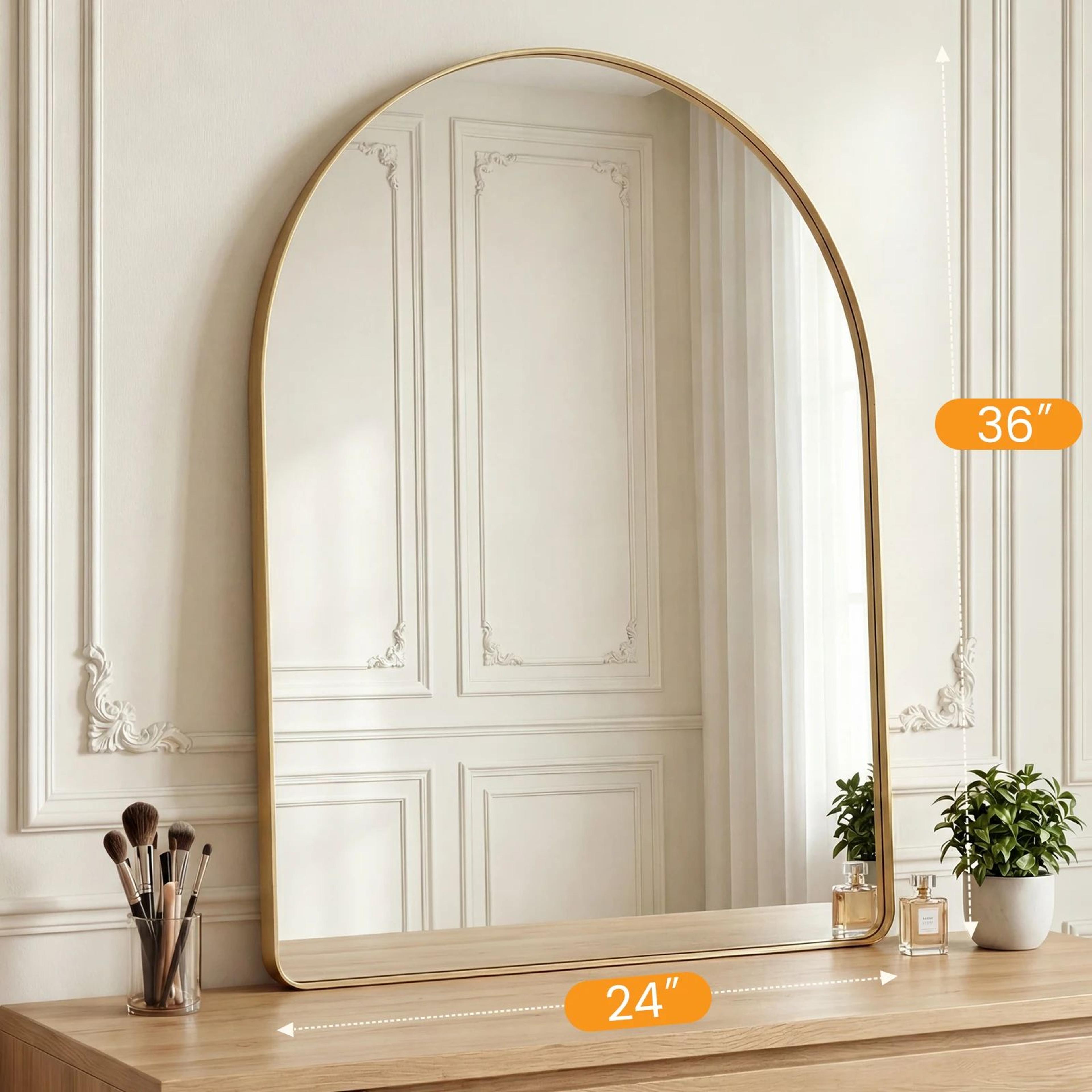 Modern Arched Metal Frame Bathroom Vanity Wall Mirror 10