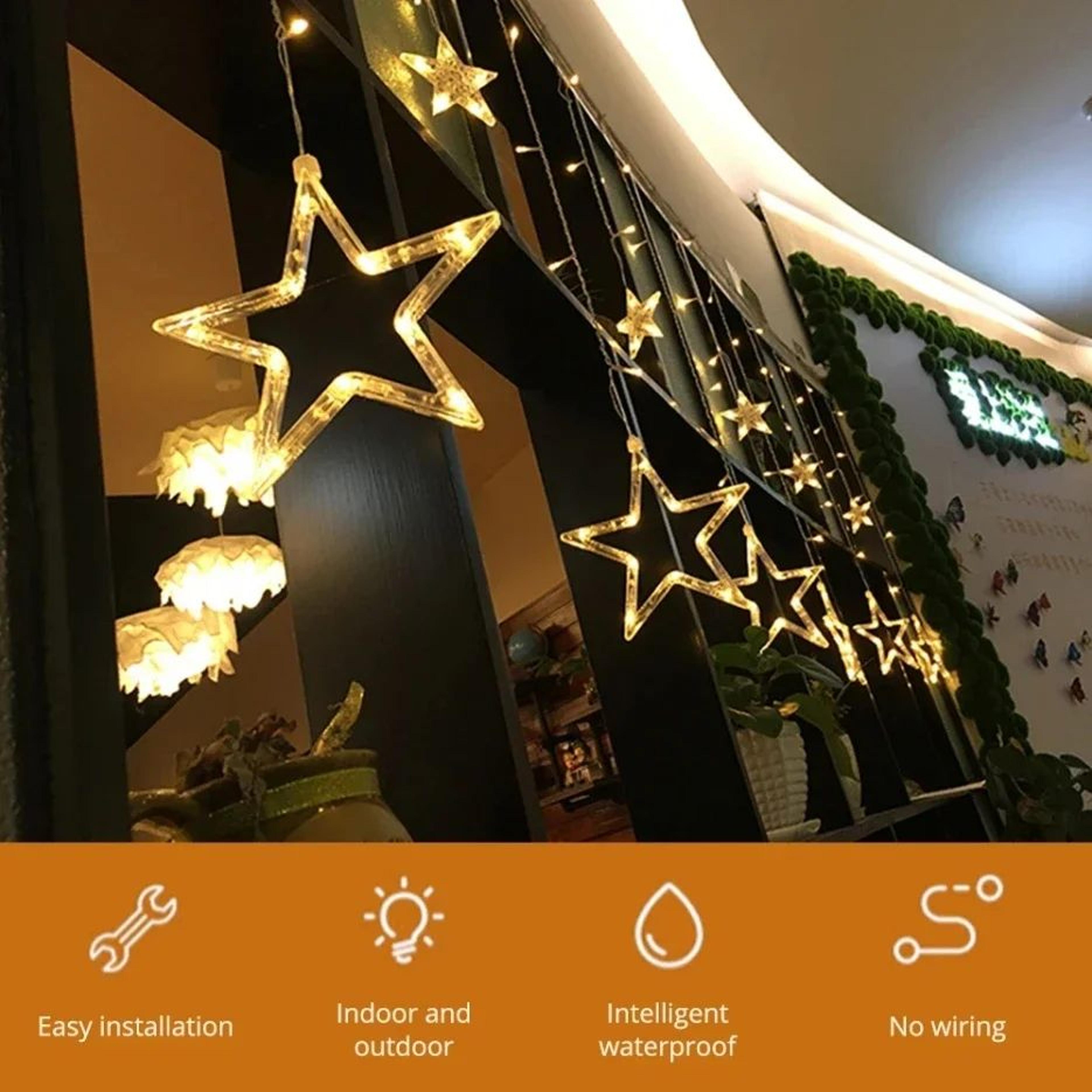 LED Pentagram Star Curtain Lights With Remote Control 3