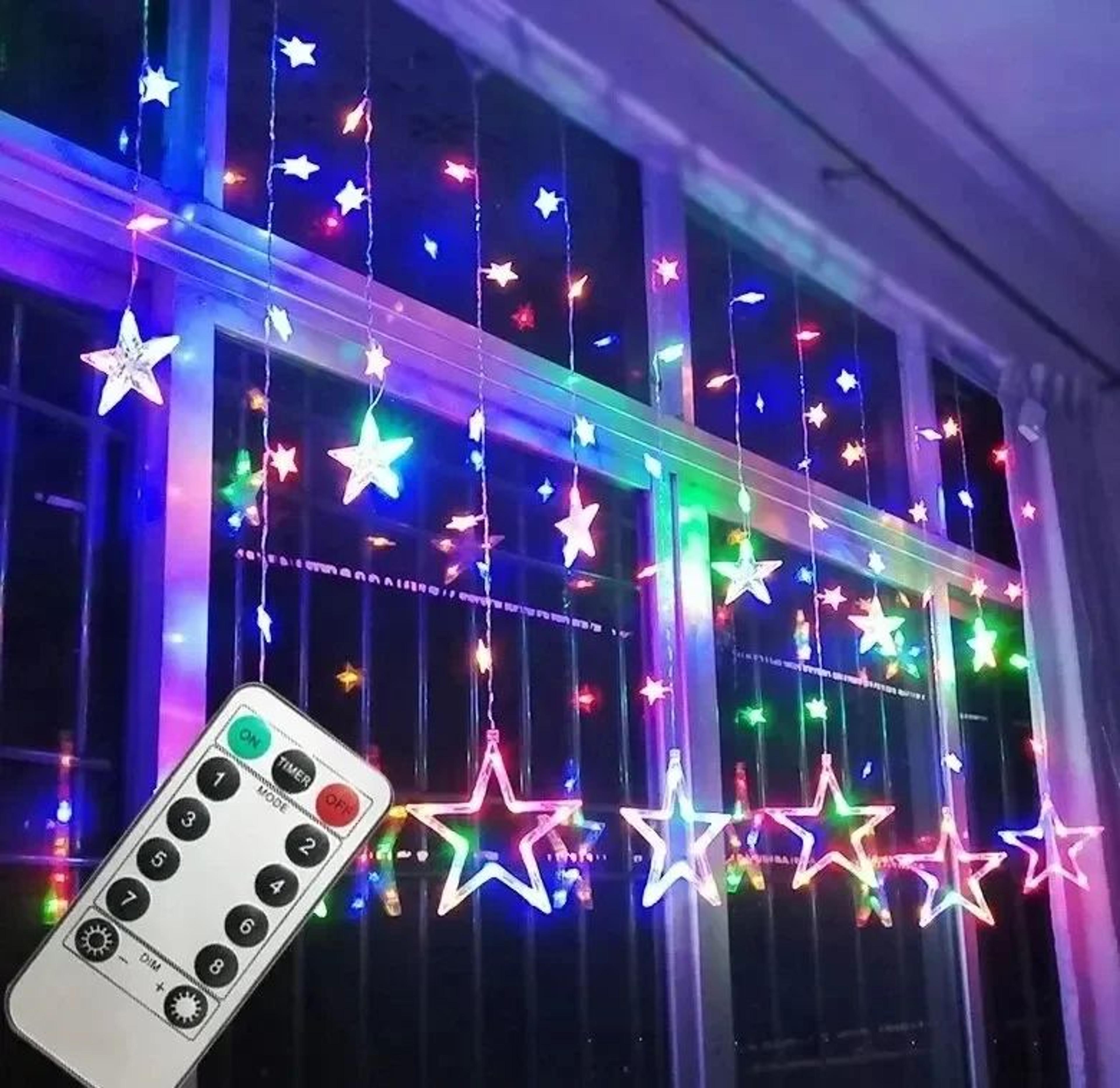 LED Pentagram Star Curtain Lights With Remote Control 6