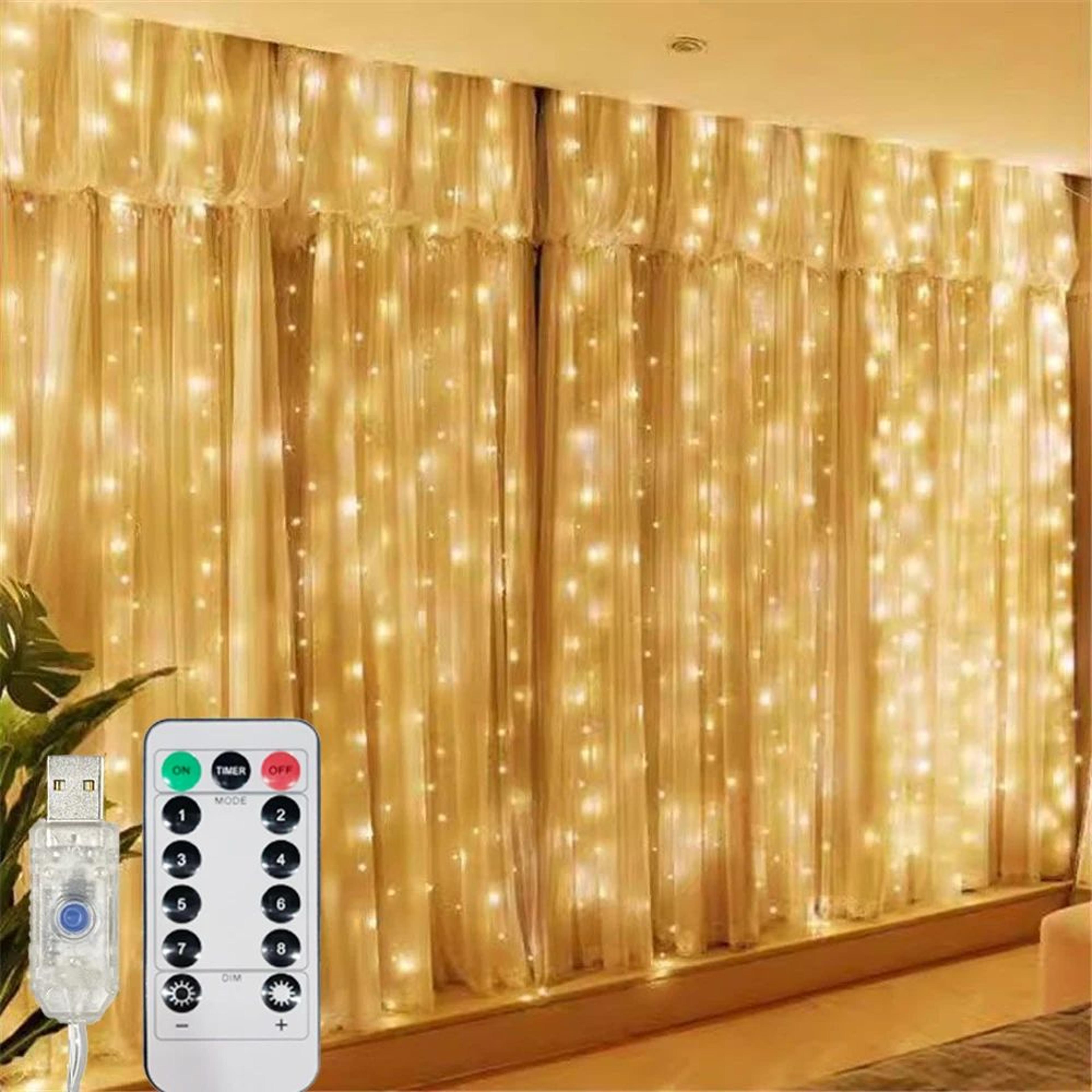 USB 8 Mode LED Curtain Fairy Lights For Wedding Christmas And Holiday Decor 12
