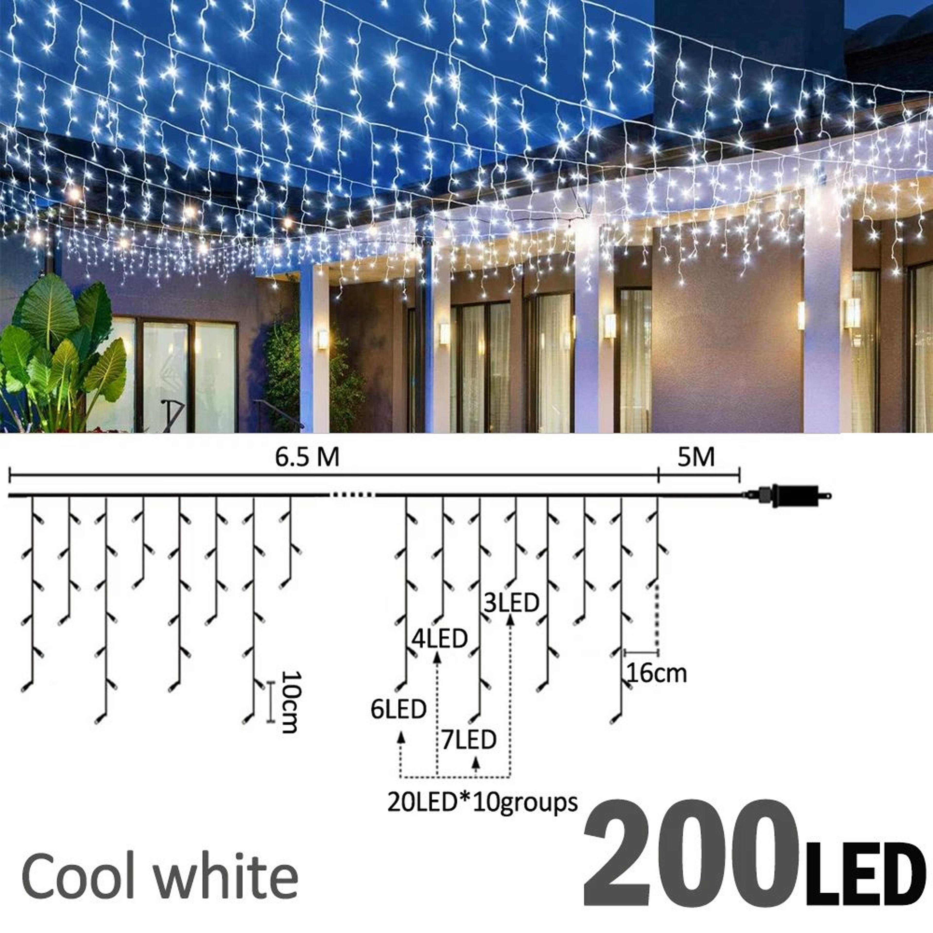 Waterproof LED Icicle Curtain Lights 200 To 480 LED 8 Modes For Indoor Outdoor Decor 8