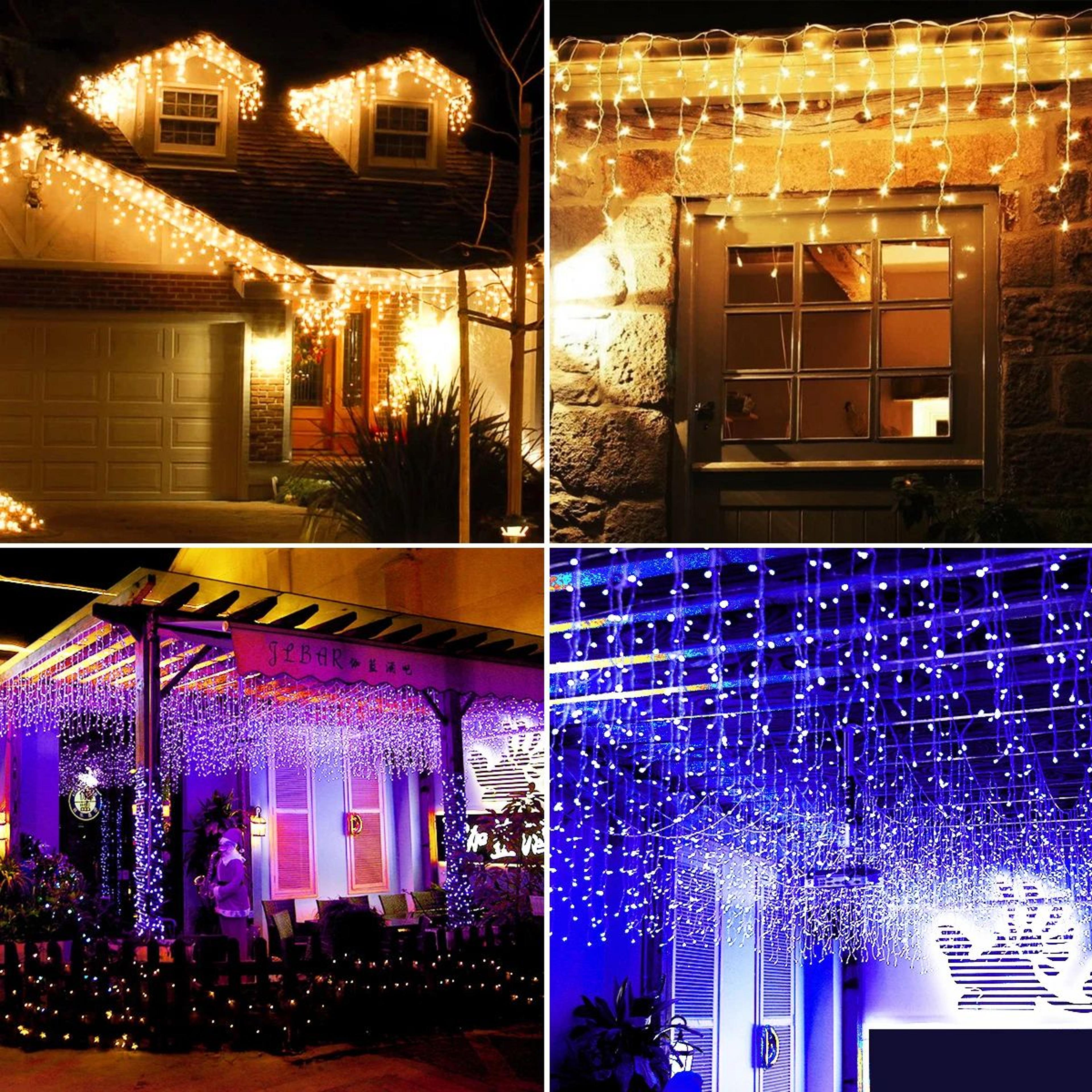 LED Icicle Waterfall String Lights For Outdoor Christmas And Eaves Decor 5